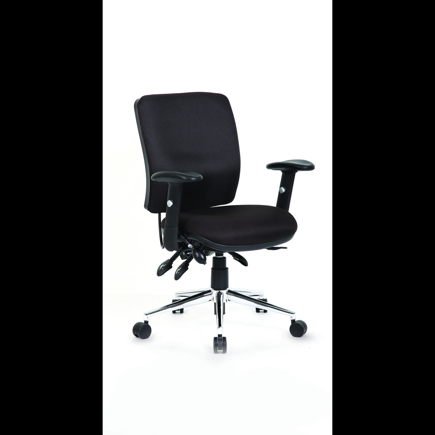Impulse 1800mm Straight Office Desk Beech Top Silver Cantilever Leg with 2 Drawer Mobile Pedestal and Chiro Medium Back Black