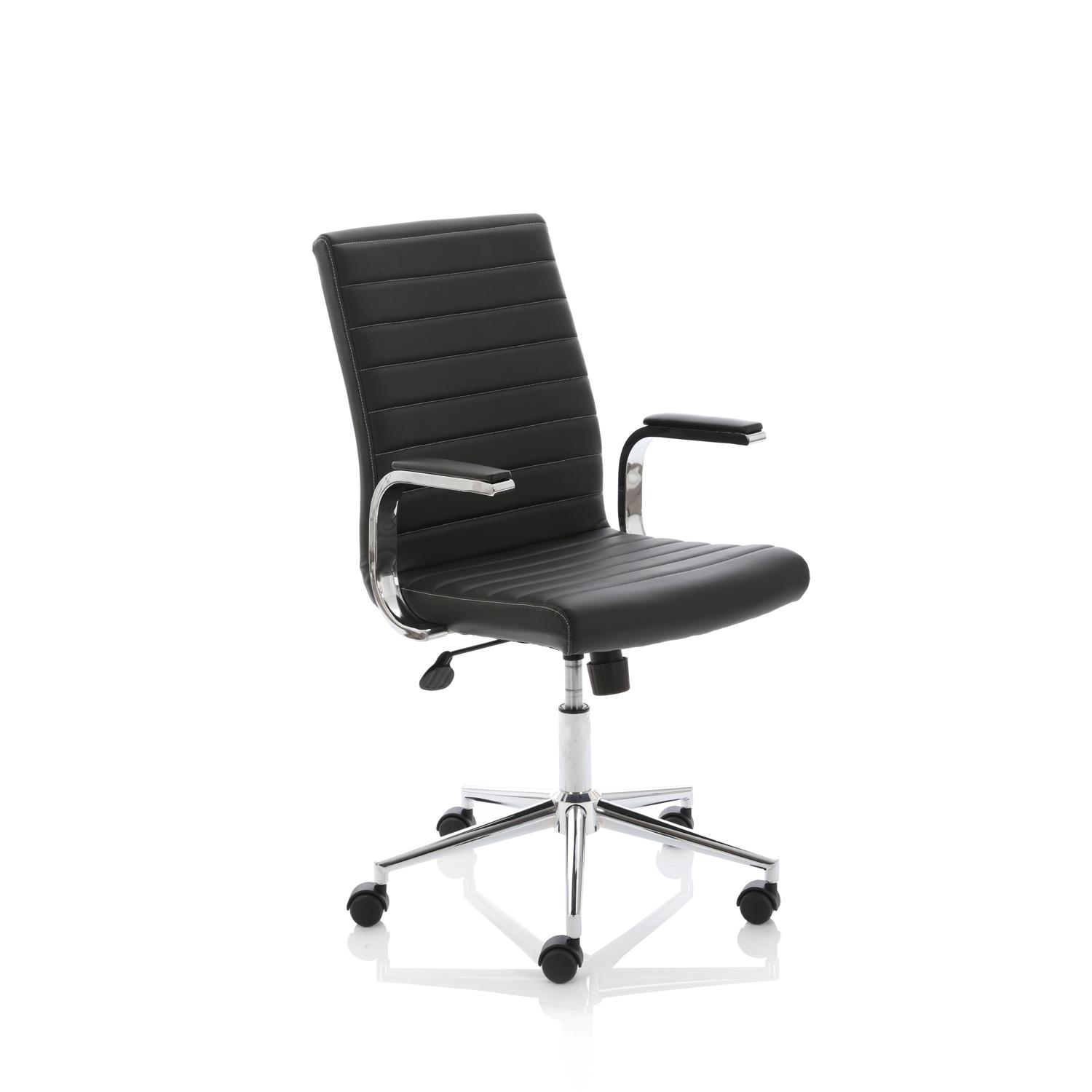 Impulse 1600mm Straight Office Desk Walnut Top Silver Cantilever Leg with 2 Drawer Mobile Pedestal and Ezra Black