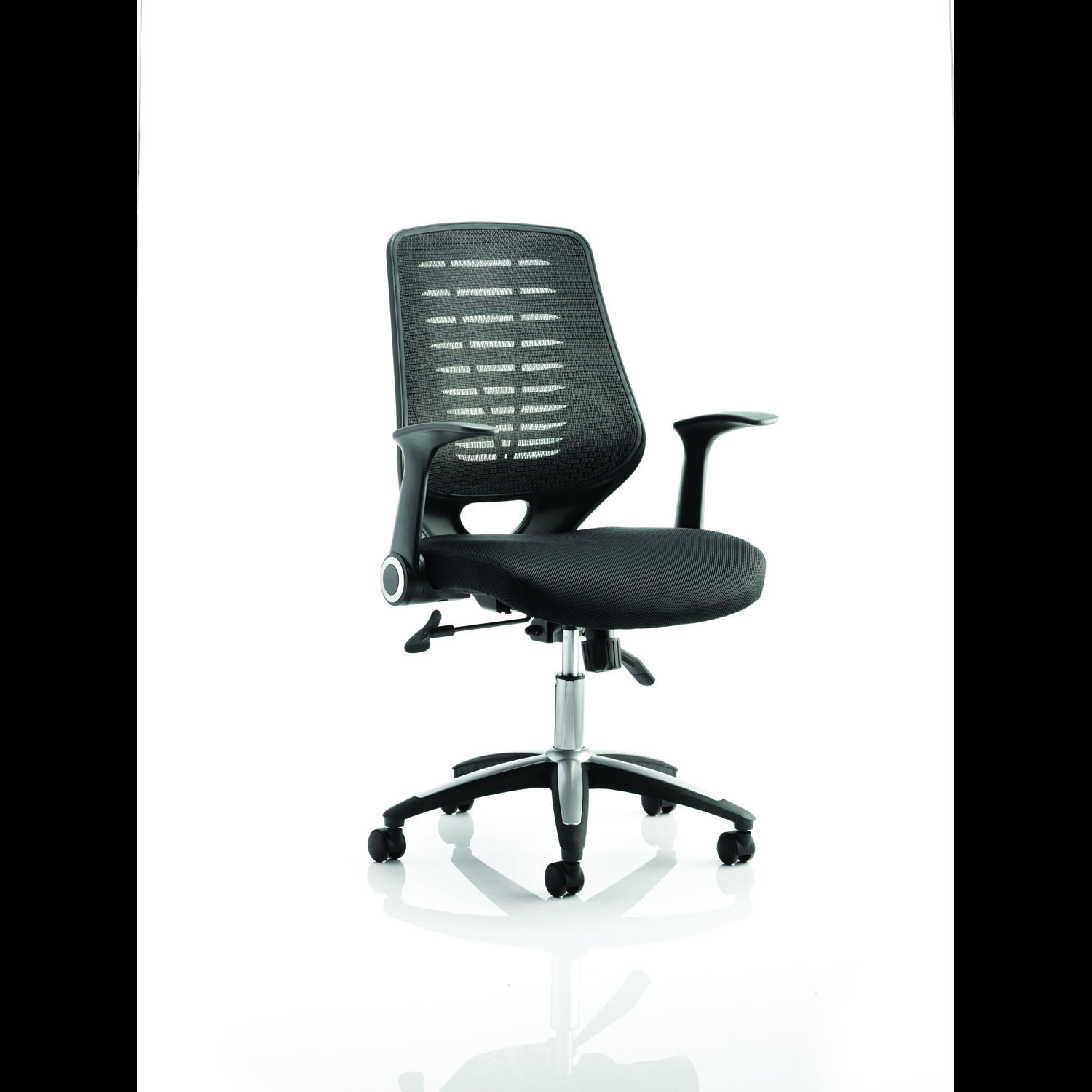 Impulse 1600mm Straight Office Desk White Top Silver Cantilever Leg with 3 Drawer Mobile Pedestal and Relay Black Back