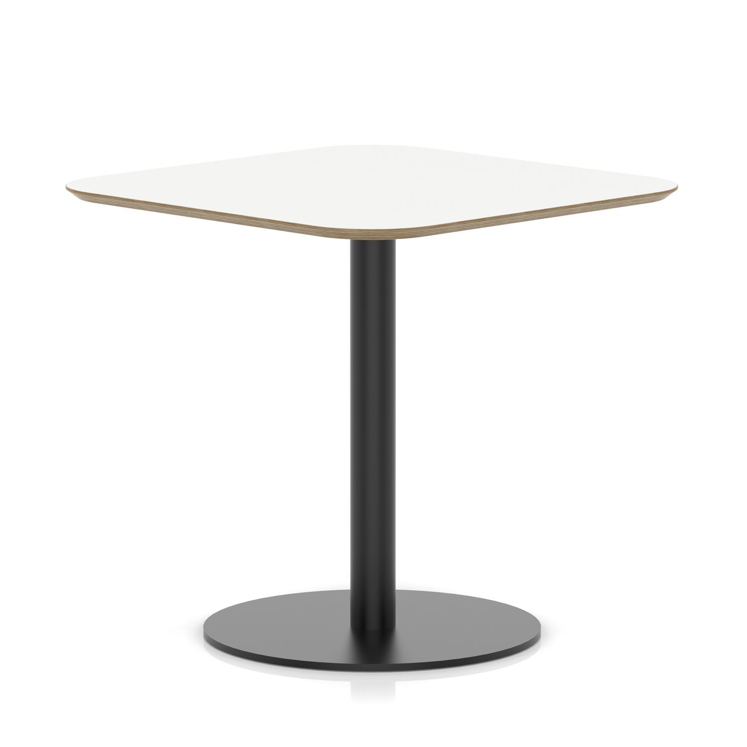 Brixworth 800mm Square Coffee Table White Top Black Leg Disc Base Medium
