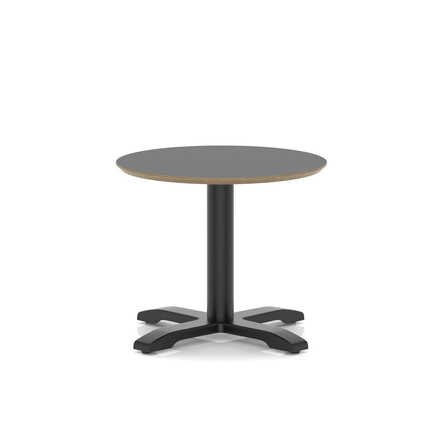 Brixworth 600mm Round Coffee Table Black Top Black Leg Cross Base Low