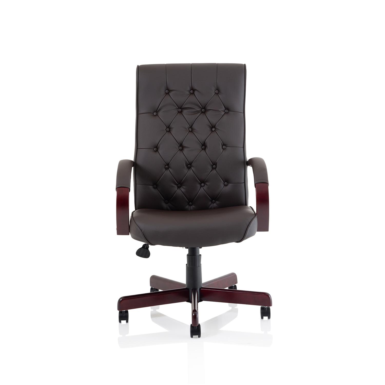 Chesterfield Executive Chair With Arms Brown Leather