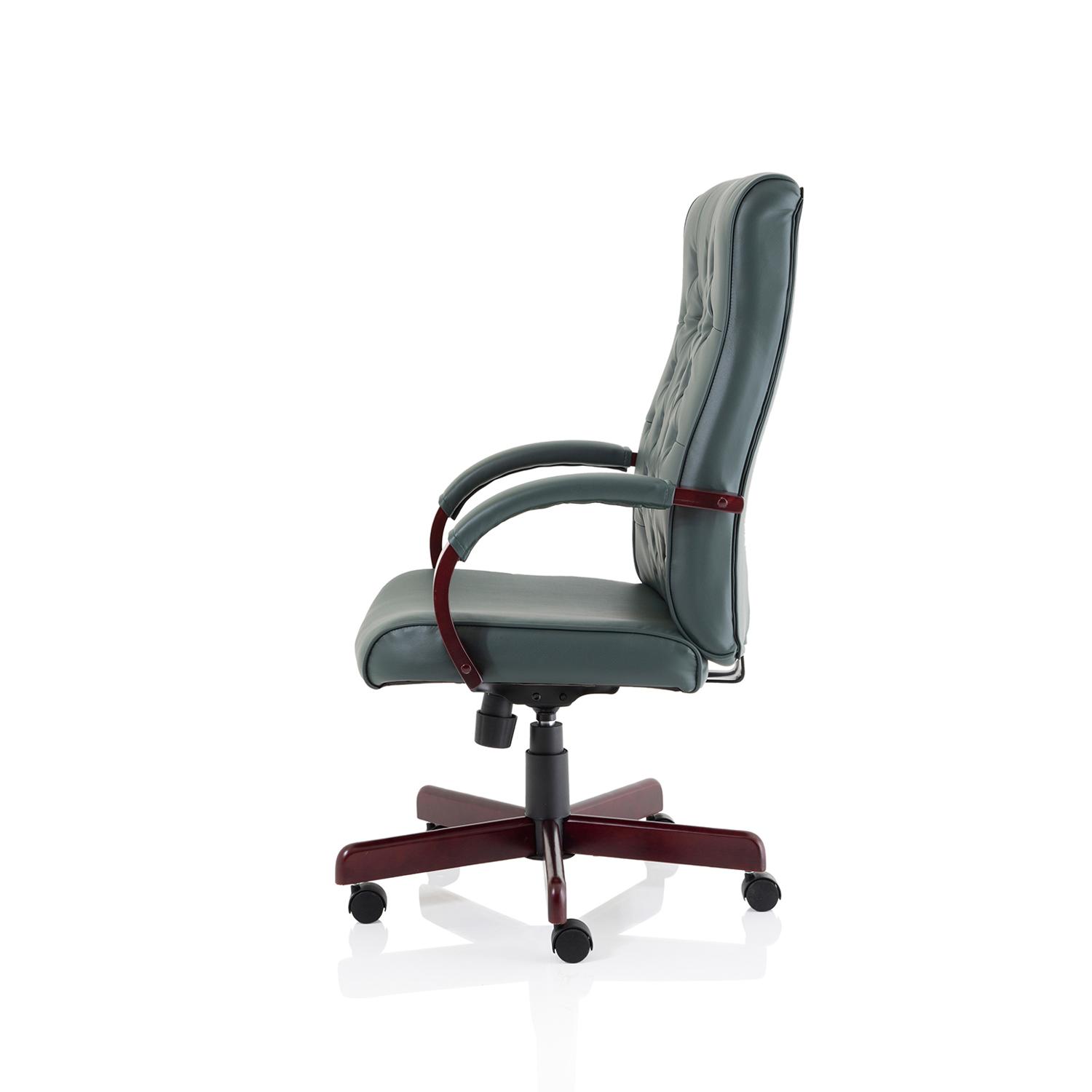 Chesterfield Executive Chair With Arms Green Leather