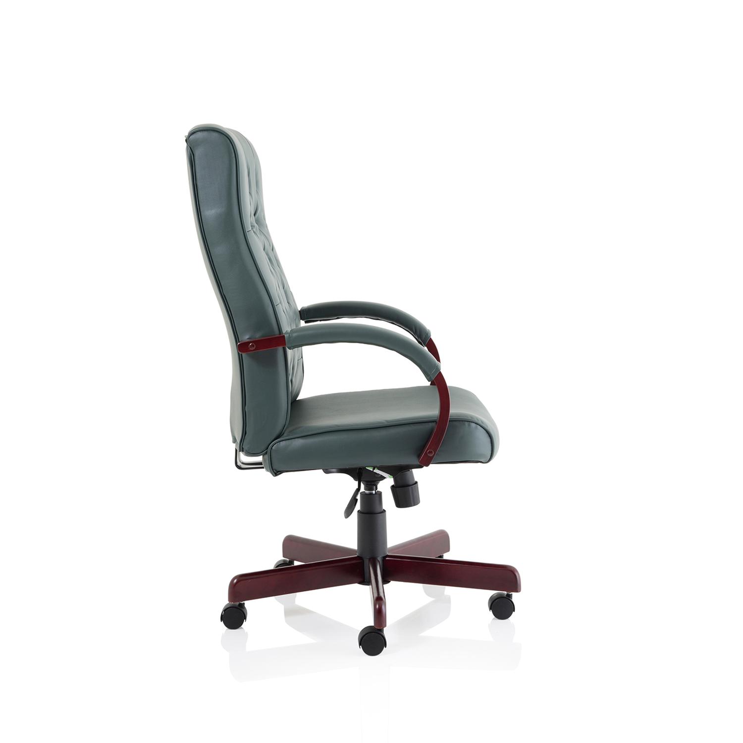 Chesterfield Executive Chair With Arms Green Leather