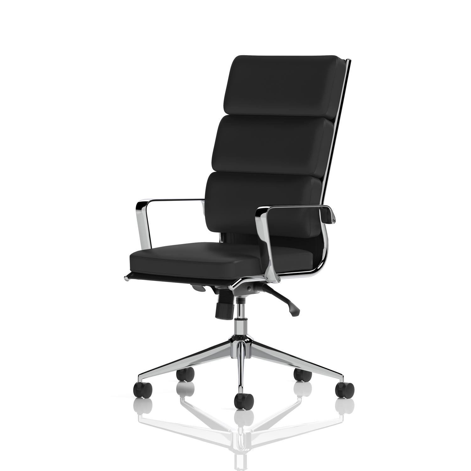 Savoy Executive High Back Chair Black Soft Bonded Leather With Arms