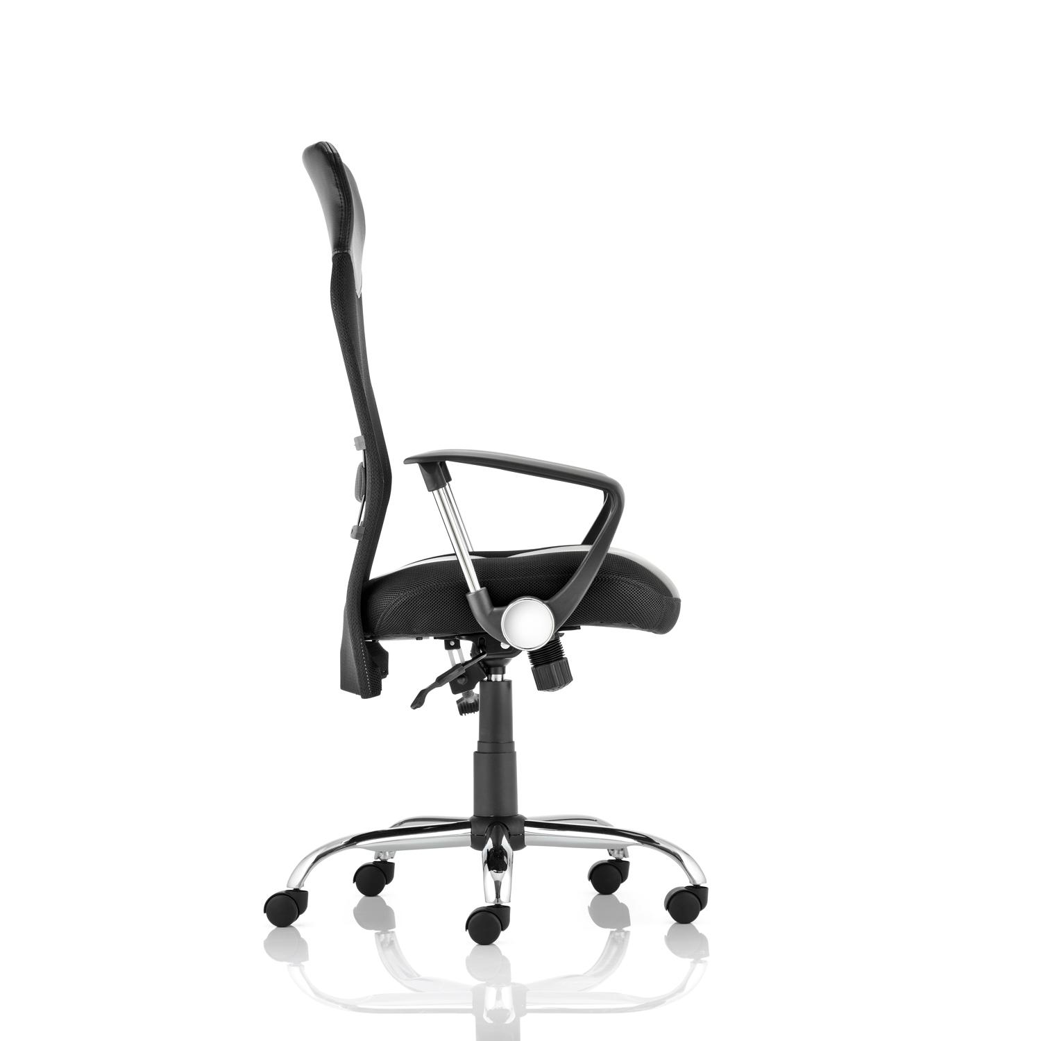 Vegas Executive Chair Black Leather Seat Black Mesh Back With Leather Headrest With Arms