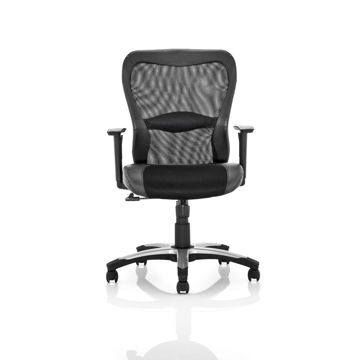 Victor II Executive Chair Black Leather Black Mesh With Arms