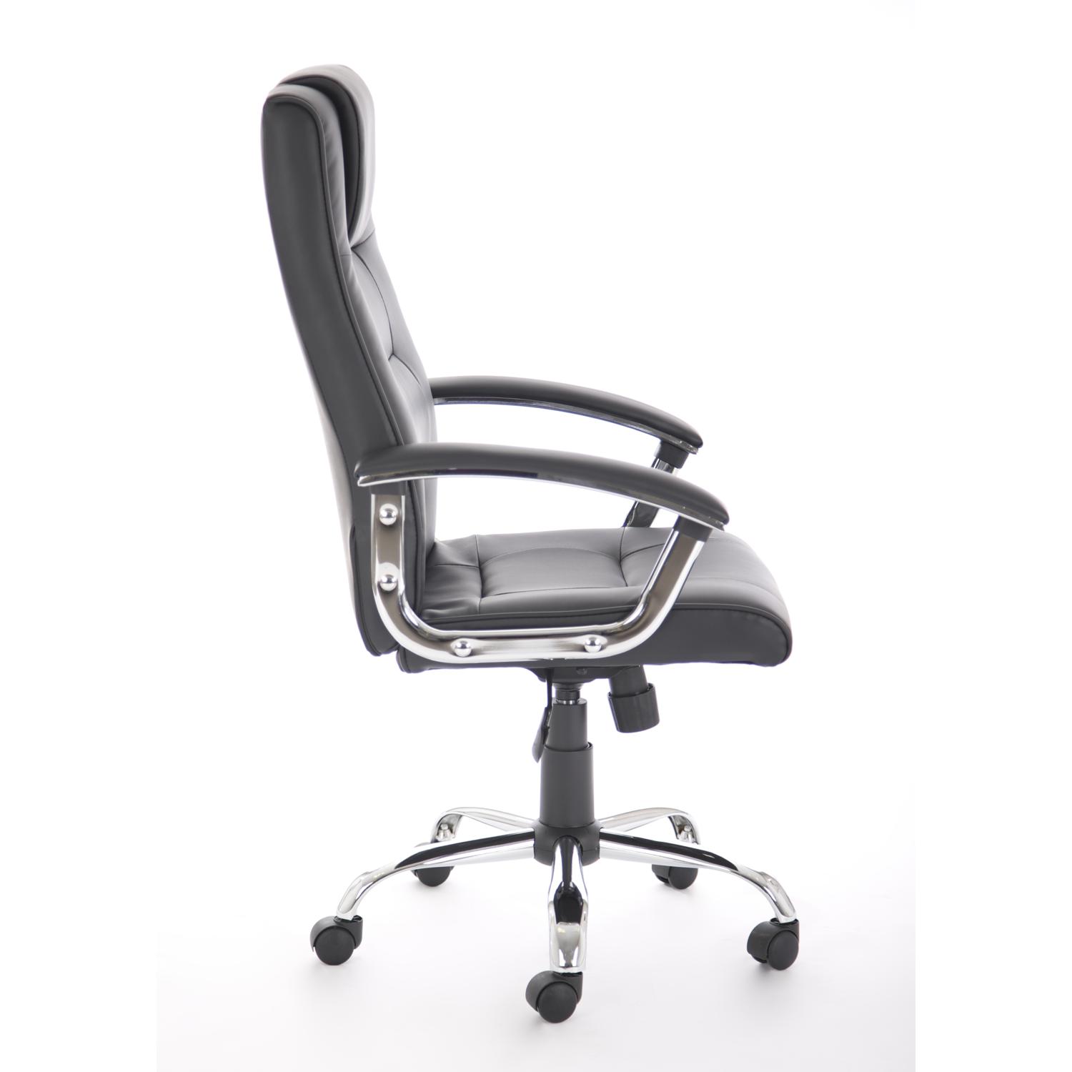 Thrift Executive Chair Black Soft Bonded Leather With Padded Arms