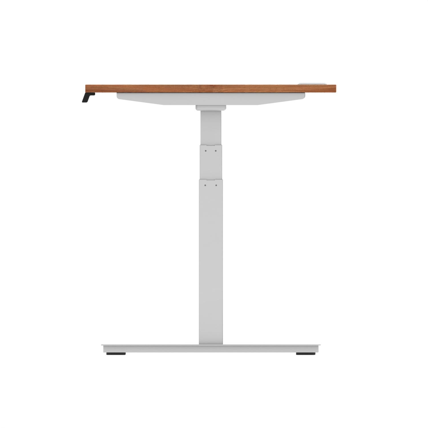 Air 1600 x 800mm Height Adjustable Office Desk Walnut Top Cable Ports Silver Leg