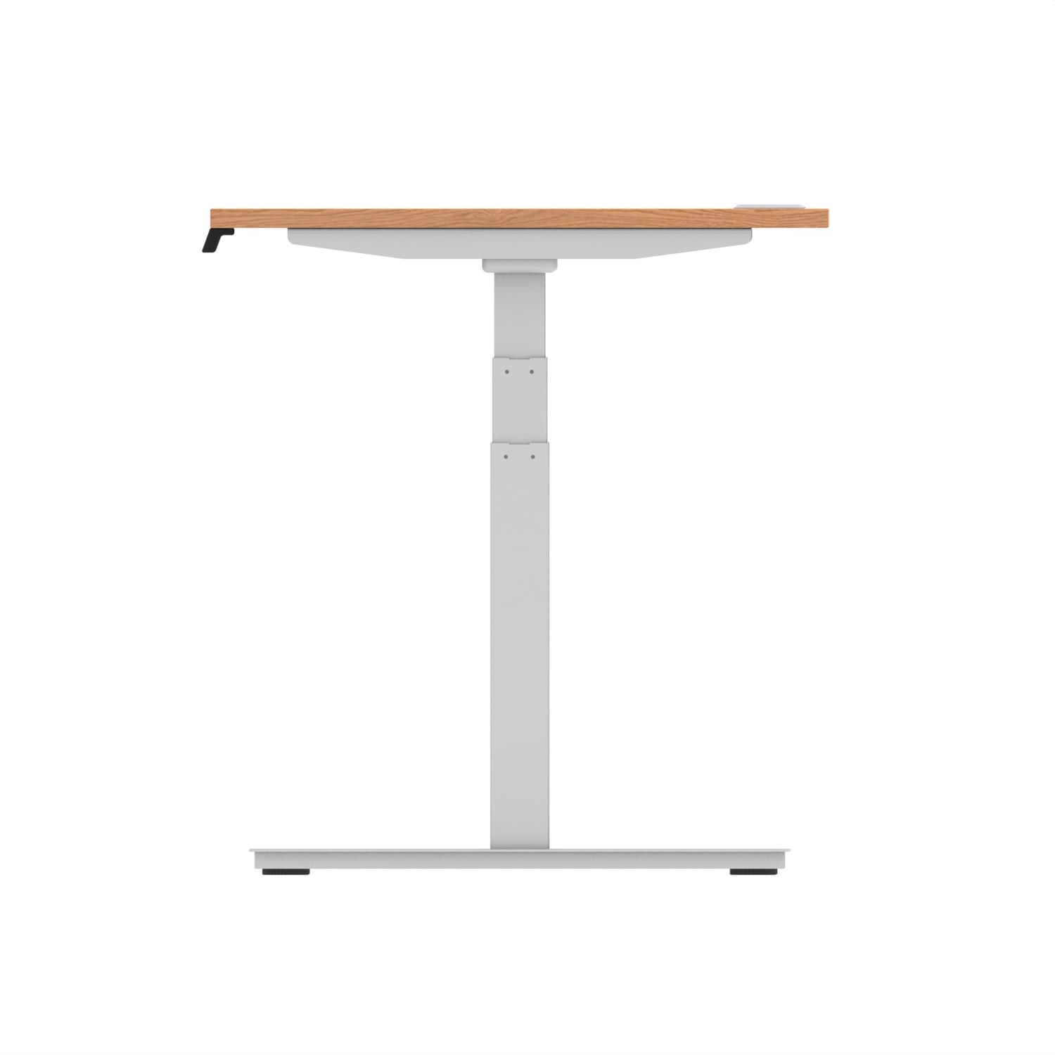 Air 1600 x 800mm Height Adjustable Office Desk Oak Top Cable Ports Silver Leg