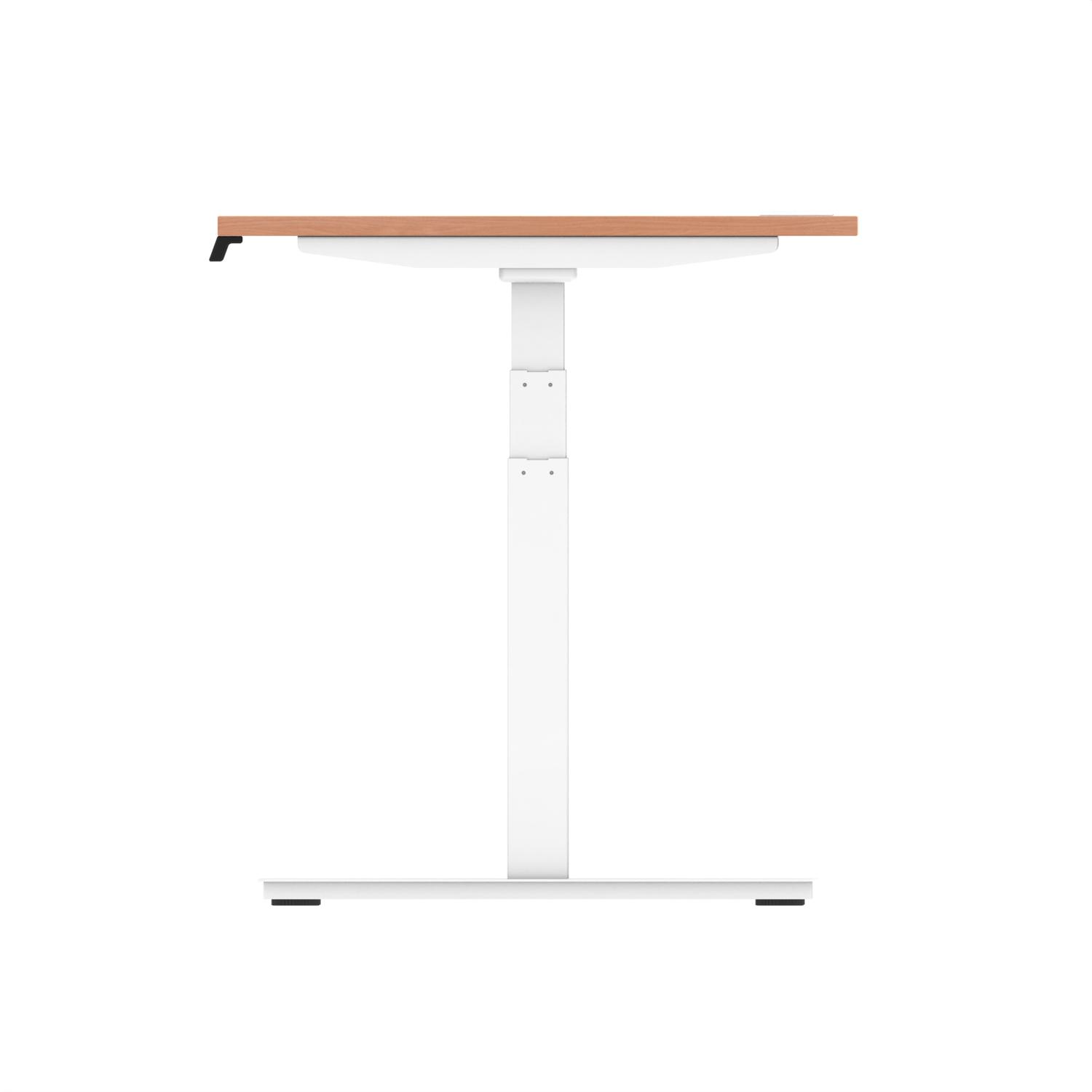 Air 1600 x 800mm Height Adjustable Office Desk Beech Top Cable Ports White Leg