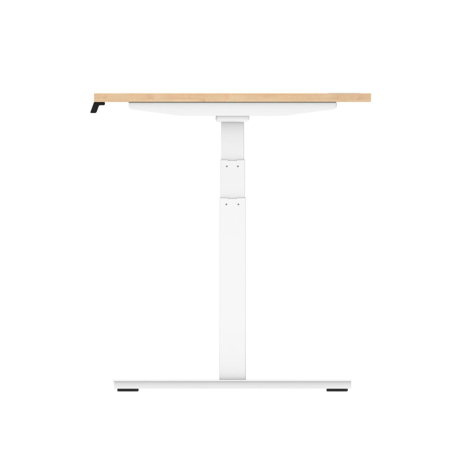 Air 1200 x 800mm Height Adjustable Office Desk Maple Top Cable Ports White Leg