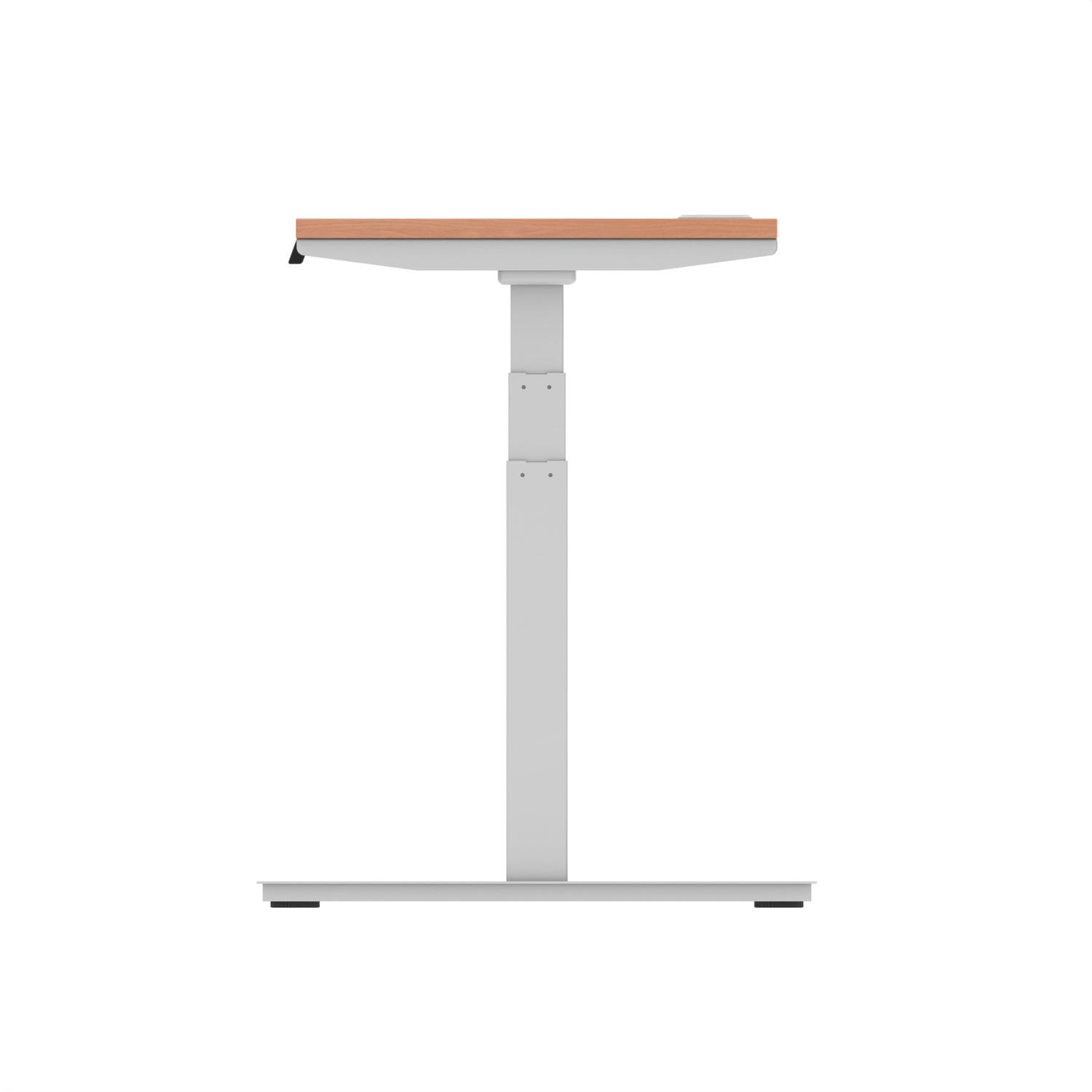 Air 1400 x 600mm Height Adjustable Office Desk Beech Top Cable Ports Silver Leg