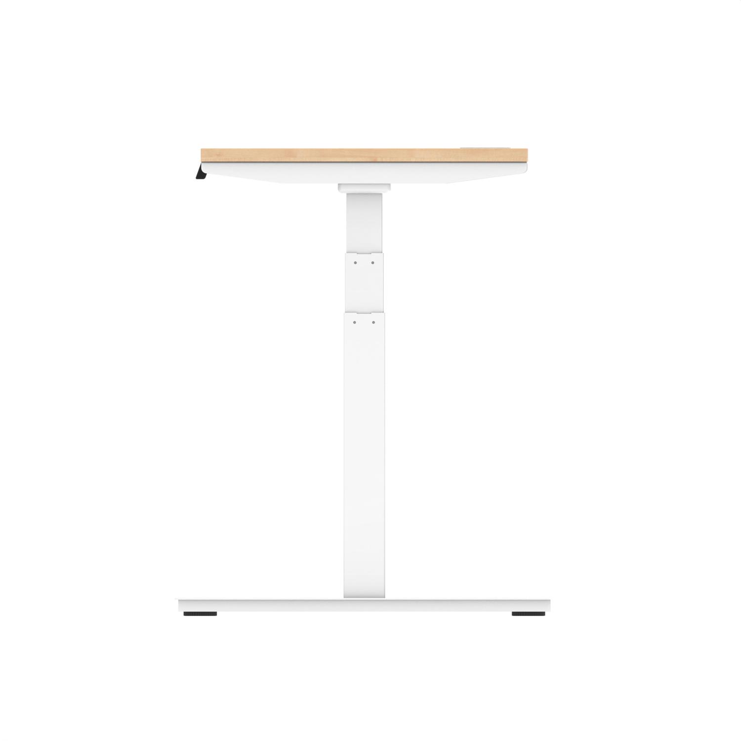 Air 1600 x 600mm Height Adjustable Office Desk Maple Top Cable Ports White Leg Air 1600 x 600mm Height Adjustable Office Desk Maple Top Cable Ports White Leg