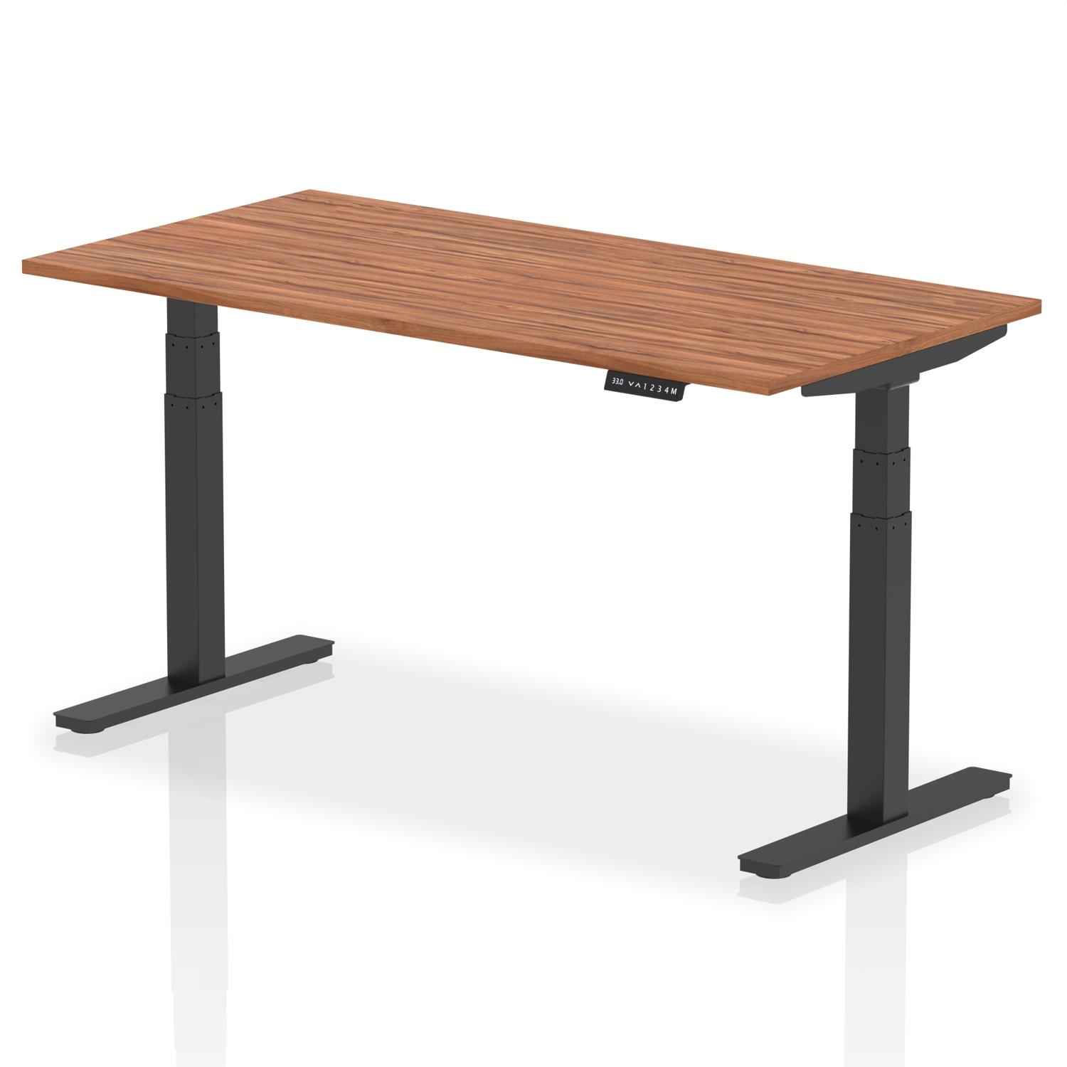 Air 1600 x 800mm Height Adjustable Office Desk Walnut Top Black Leg