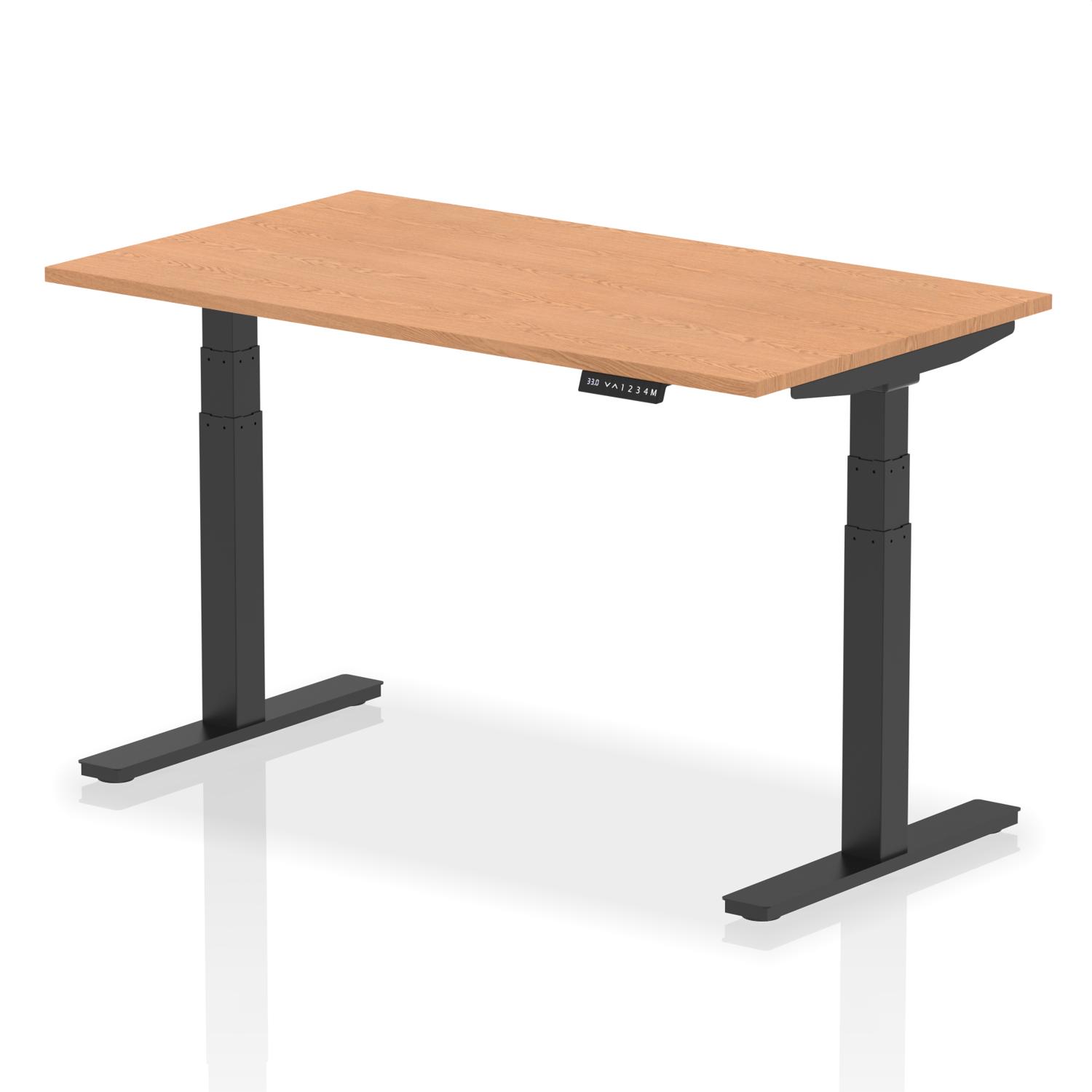Air 1400 x 800mm Height Adjustable Office Desk Oak Top Black Leg