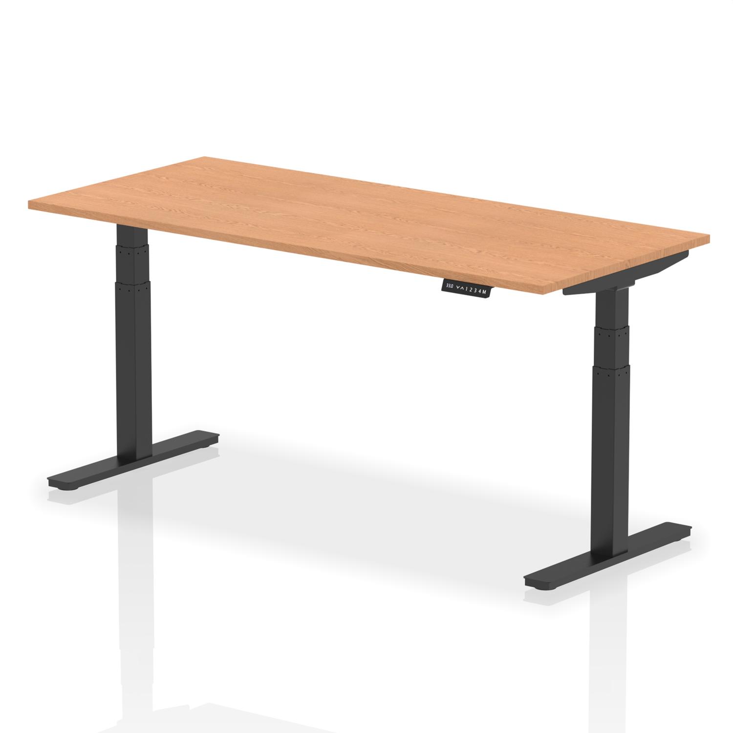 Air 1800 x 800mm Height Adjustable Office Desk Oak Top Black Leg