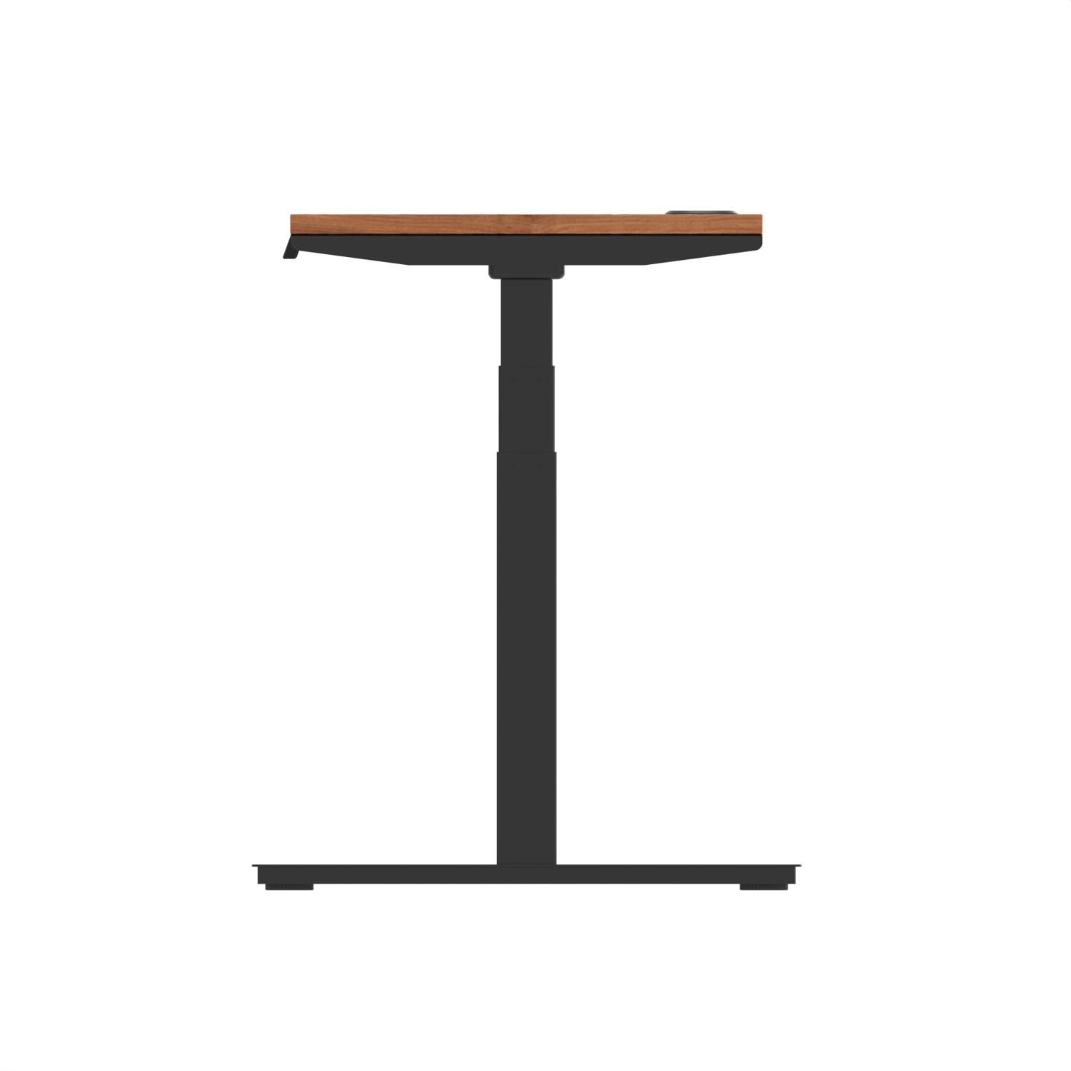 Air 1400 x 600mm Height Adjustable Office Desk Walnut Top Cable Ports Black Leg