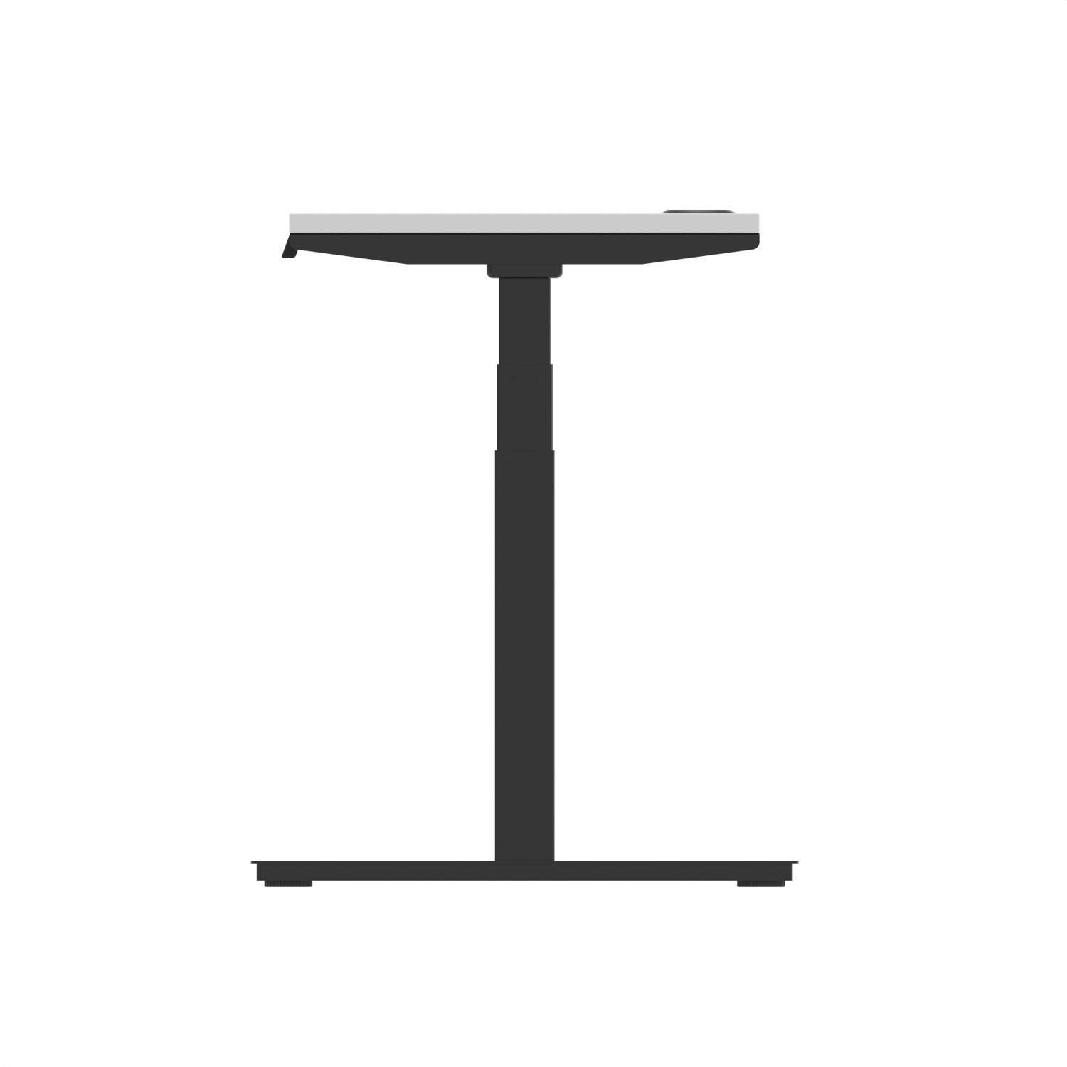 Air 1400 x 600mm Height Adjustable Office Desk White Top Cable Ports Black Leg