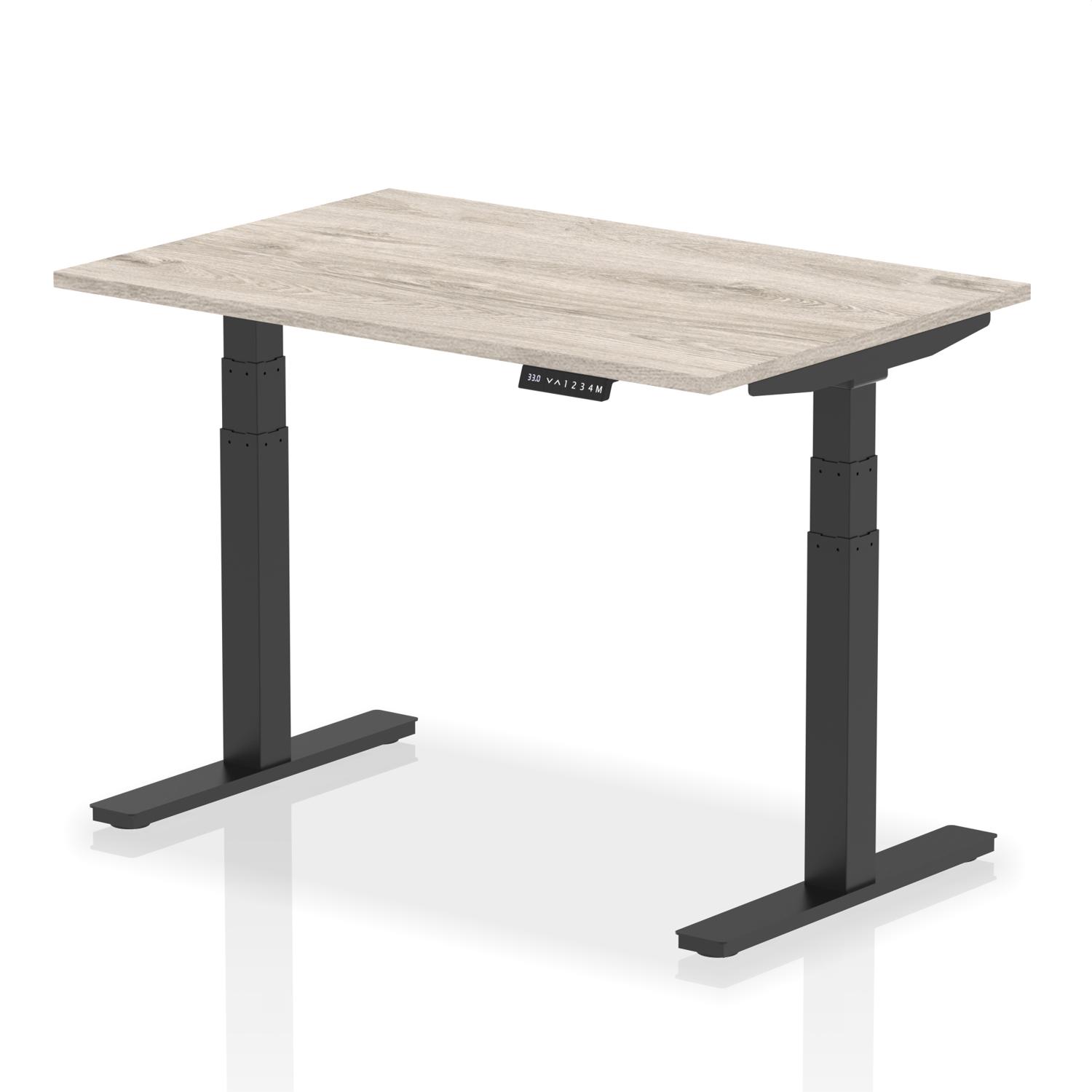 Air 1200 x 800mm Height Adjustable Office Desk Grey Oak Top Black Leg