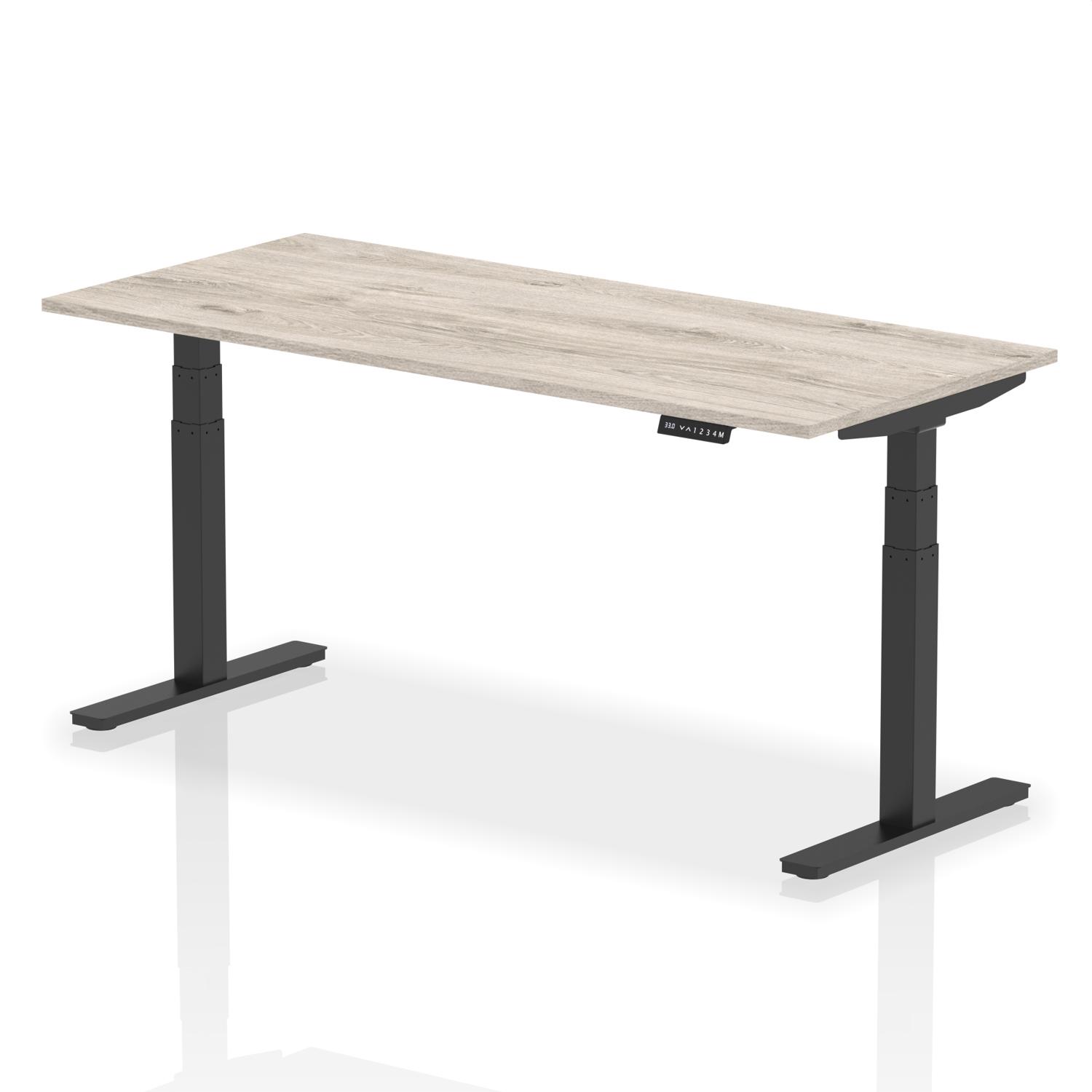 Air 1800 x 800mm Height Adjustable Office Desk Grey Oak Top Black Leg