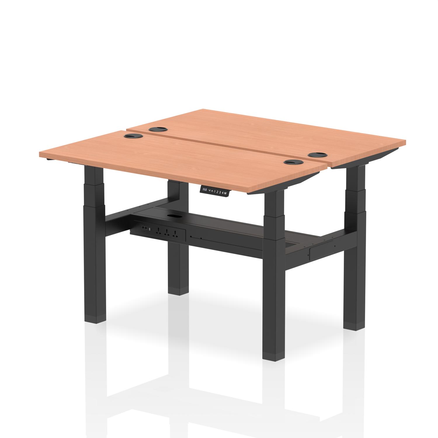 Air Back-to-Back Height Adjustable Bench Desk - 2 Person (Beech)