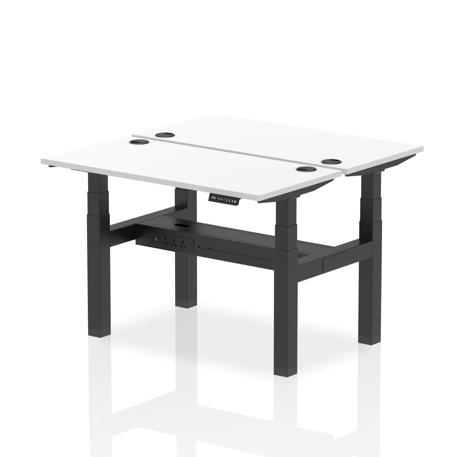 Air Back-to-Back Height Adjustable Bench Desk - 2 Person (White)