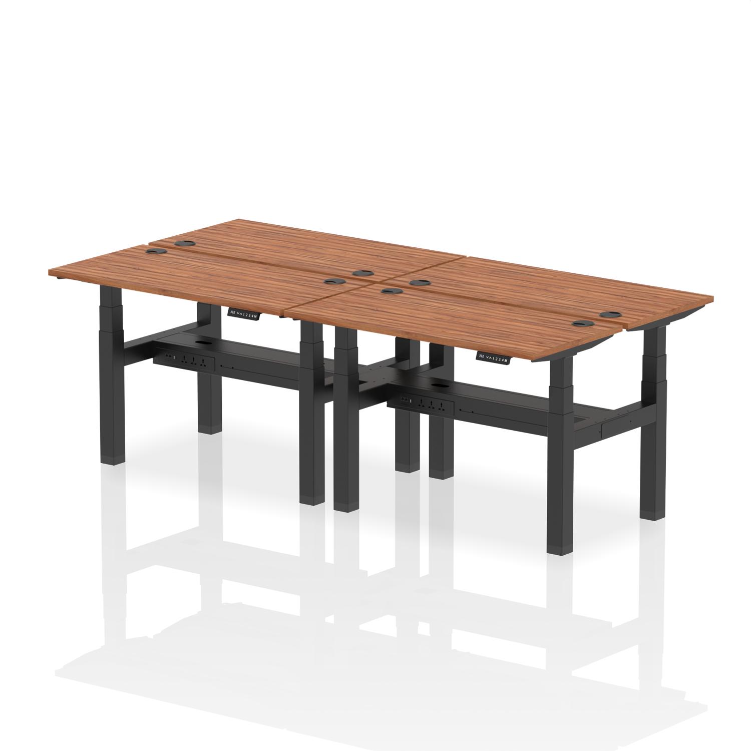 Air Back-to-Back Height Adjustable Bench Desk - 4 Person (Walnut)