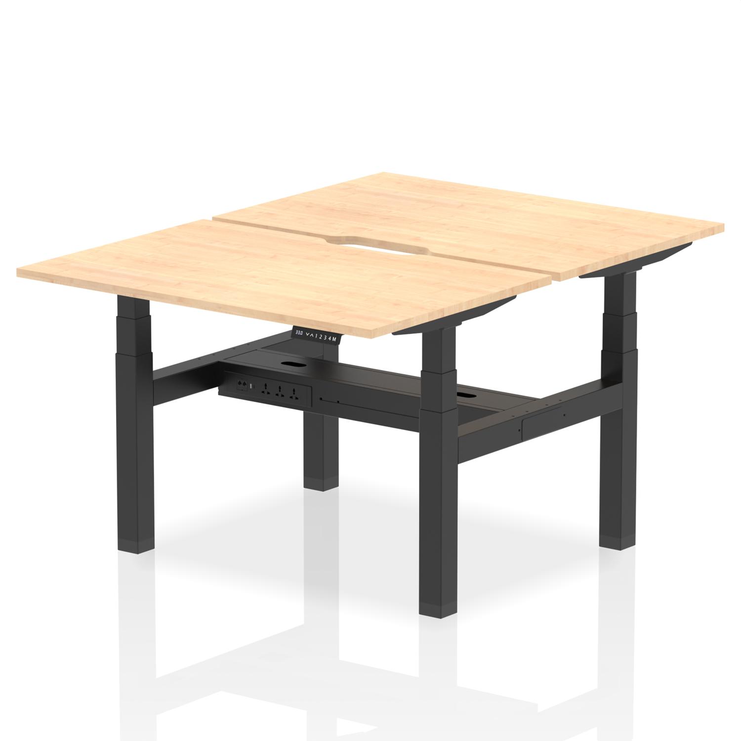 Air Back-to-Back Scalloped Edge Height Adjustable Bench Desk - 2 Person (Maple)