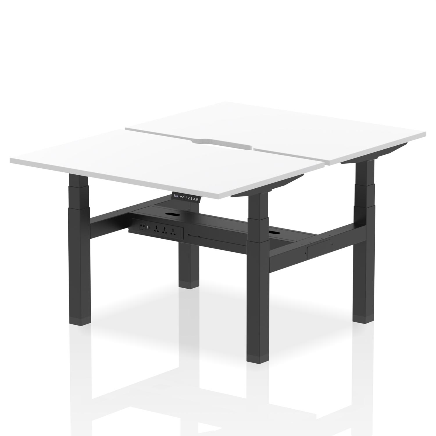 Air Back-to-Back Scalloped Edge Height Adjustable Bench Desk - 2 Person (White)