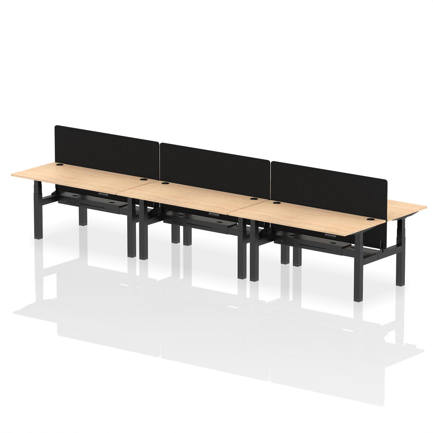 Air Back-to-Back Height Adjustable Bench Desk - 6 Person (Maple)