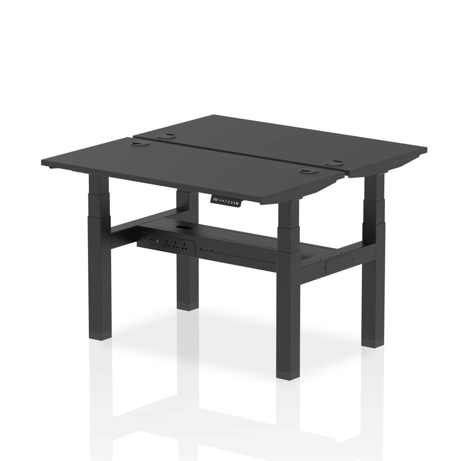 Air Back-to-Back Height Adjustable Bench Desk - 2 Person (Black)