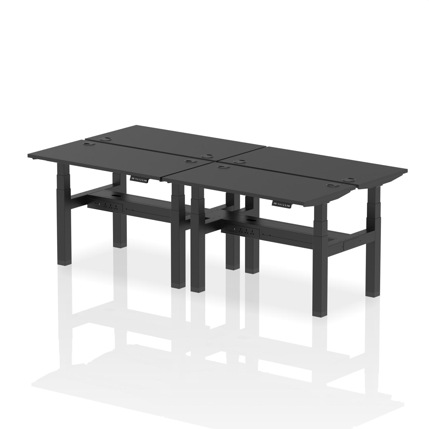 Air Back-to-Back Height Adjustable Bench Desk - 4 Person (Black)