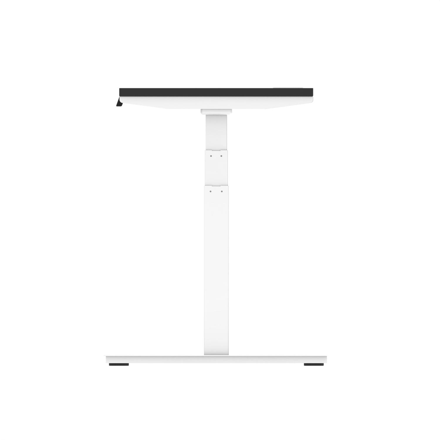 Air 1400 x 600mm Height Adjustable Office Desk Black Top Cable Ports White Leg