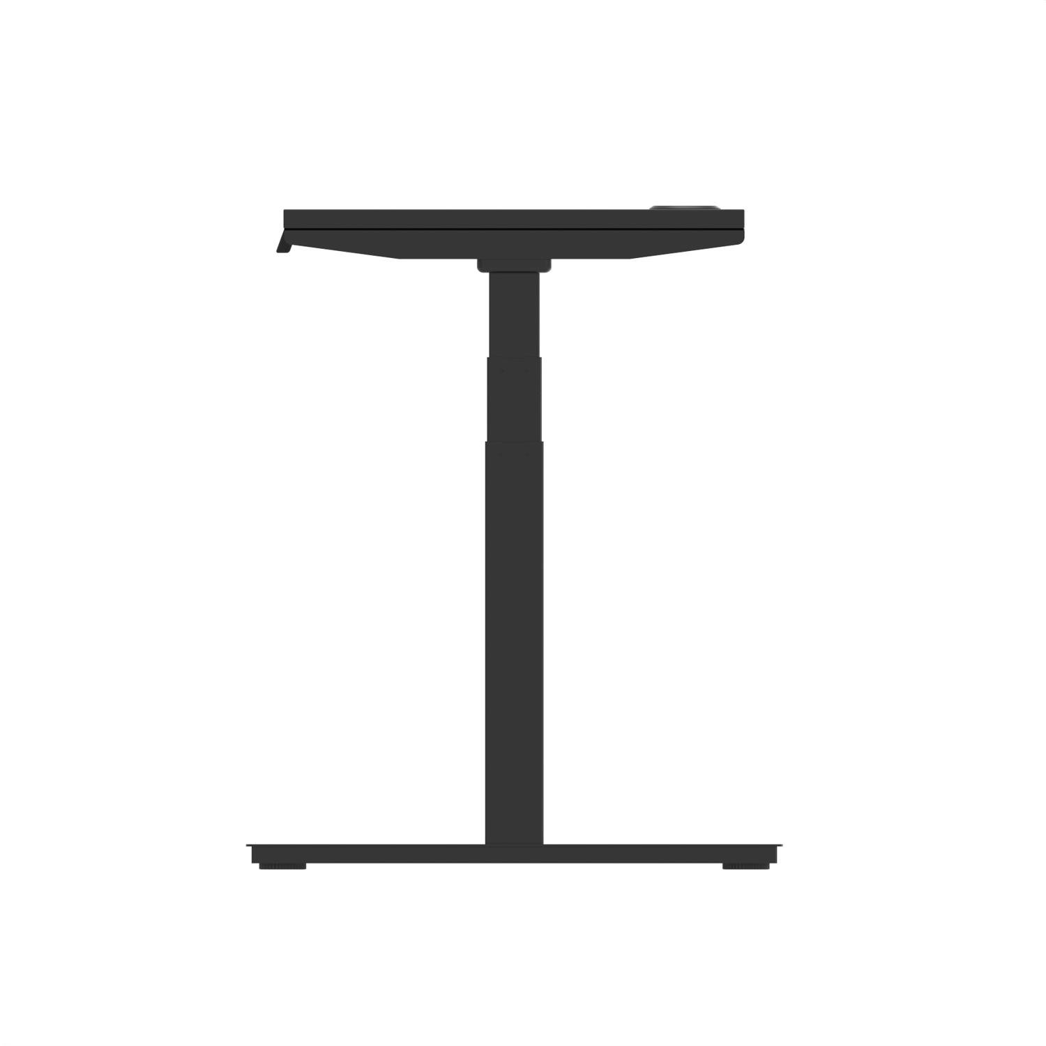 Air 1600 x 600mm Height Adjustable Office Desk Black Top Cable Ports Black Leg