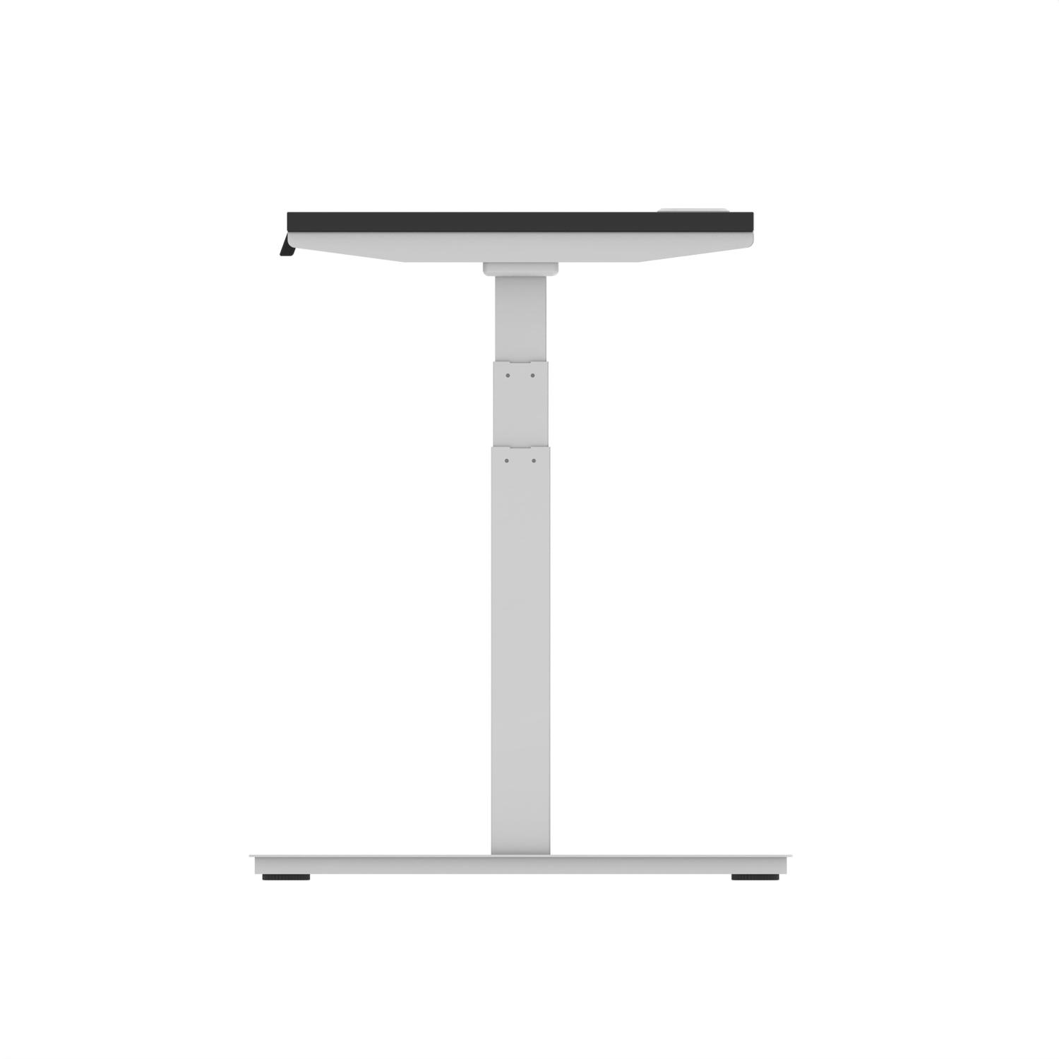 Air 1800 x 600mm Height Adjustable Office Desk Black Top Cable Ports Silver Leg
