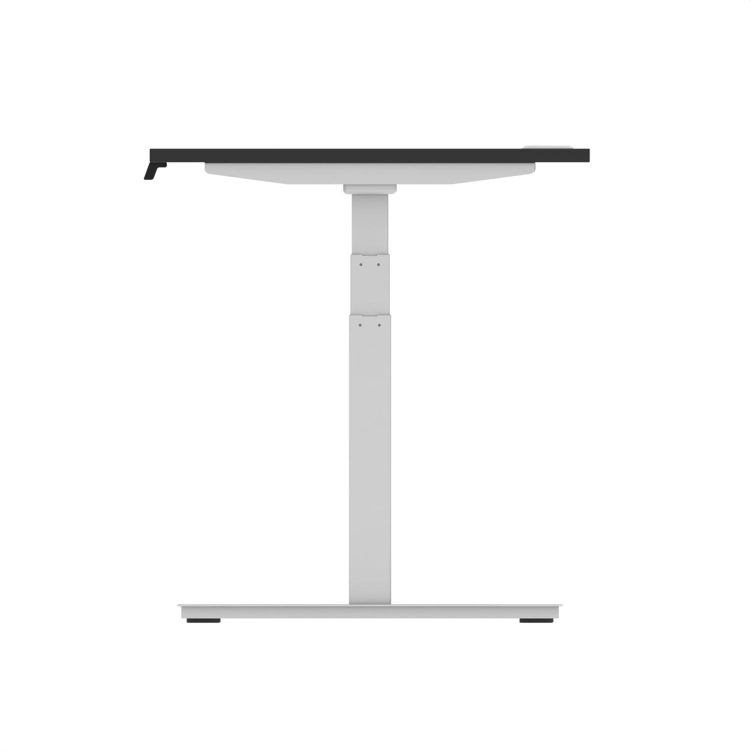 Air 1800 x 800mm Height Adjustable Office Desk Black Top Cable Ports Silver Leg