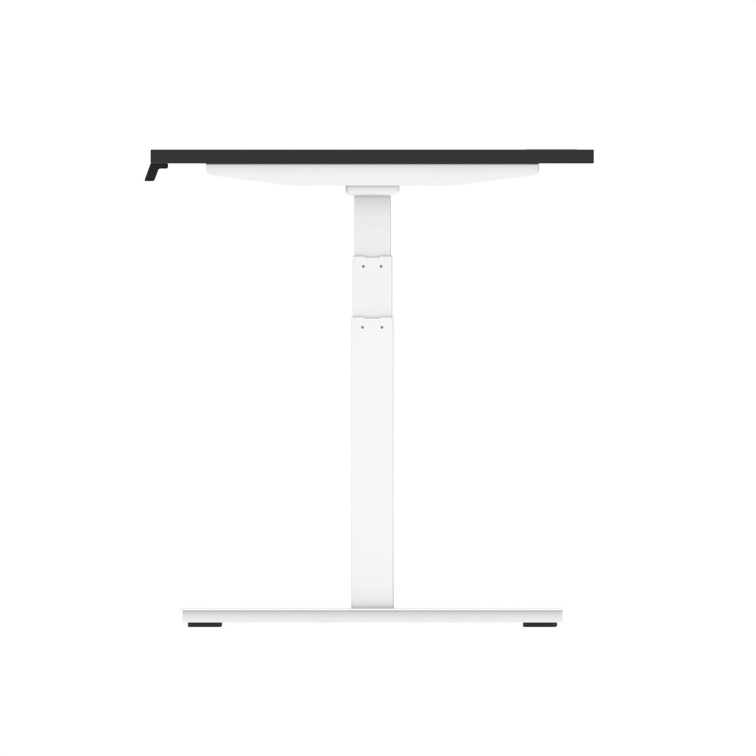 Air 1800 x 800mm Height Adjustable Office Desk Black Top Cable Ports White Leg
