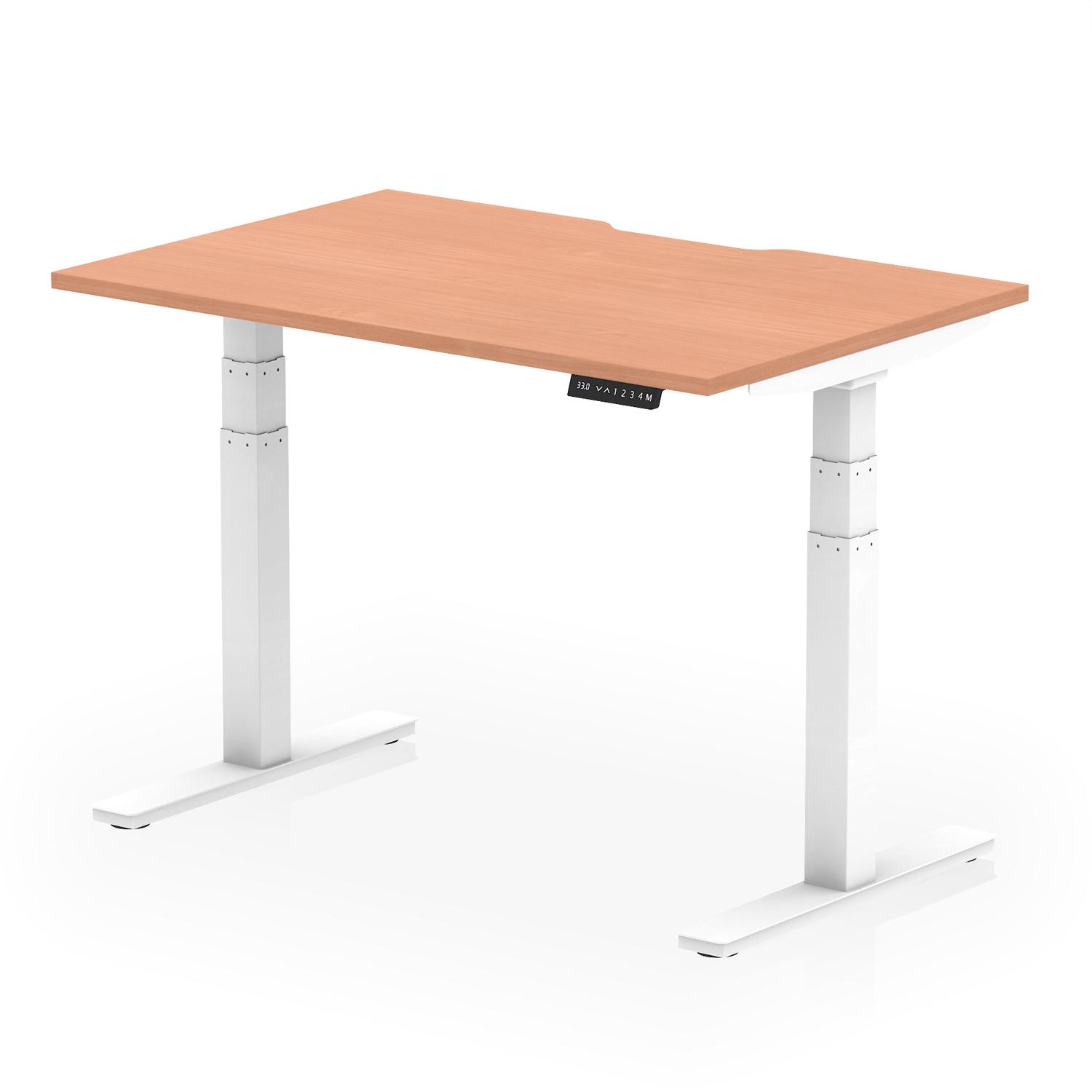 Air 1200 x 800mm Scalloped Edge Height Adjustable Office Desk Beech Top White Leg