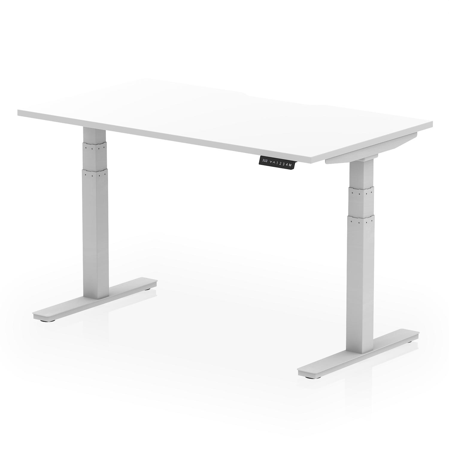 Air 1400 x 800mm Scalloped Edge Height Adjustable Office Desk White Top Silver Leg