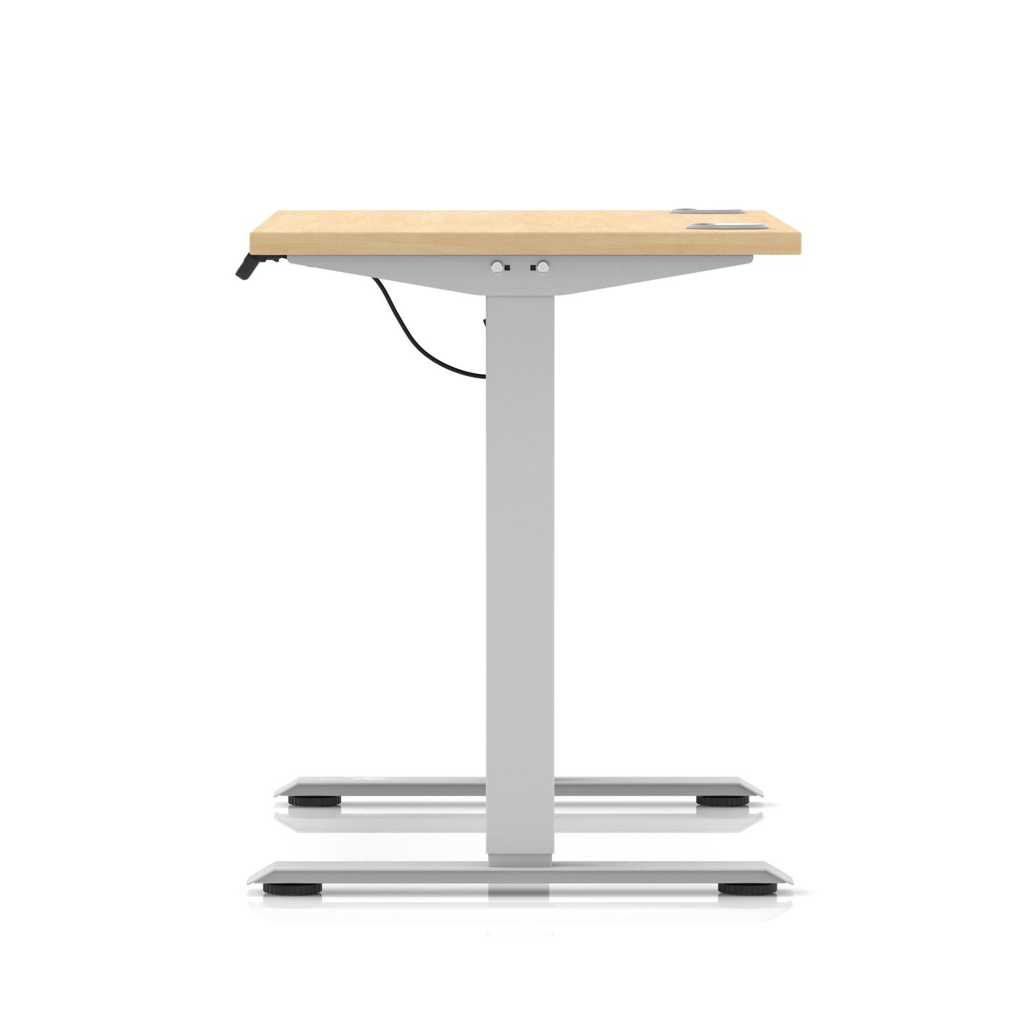 Air Lite 1000 x 600mm Height Adjustable Office Desk Maple Top Cable Ports Silver Leg