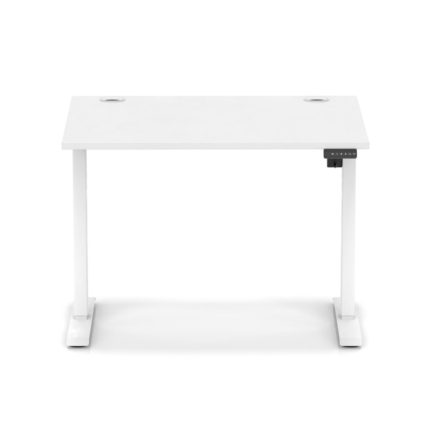 Air Lite 1000 x 800mm Height Adjustable Office Desk White Top Cable Ports White Leg Air Lite 1000 x 800mm Height Adjustable Office Desk White Top Cable Ports White Leg