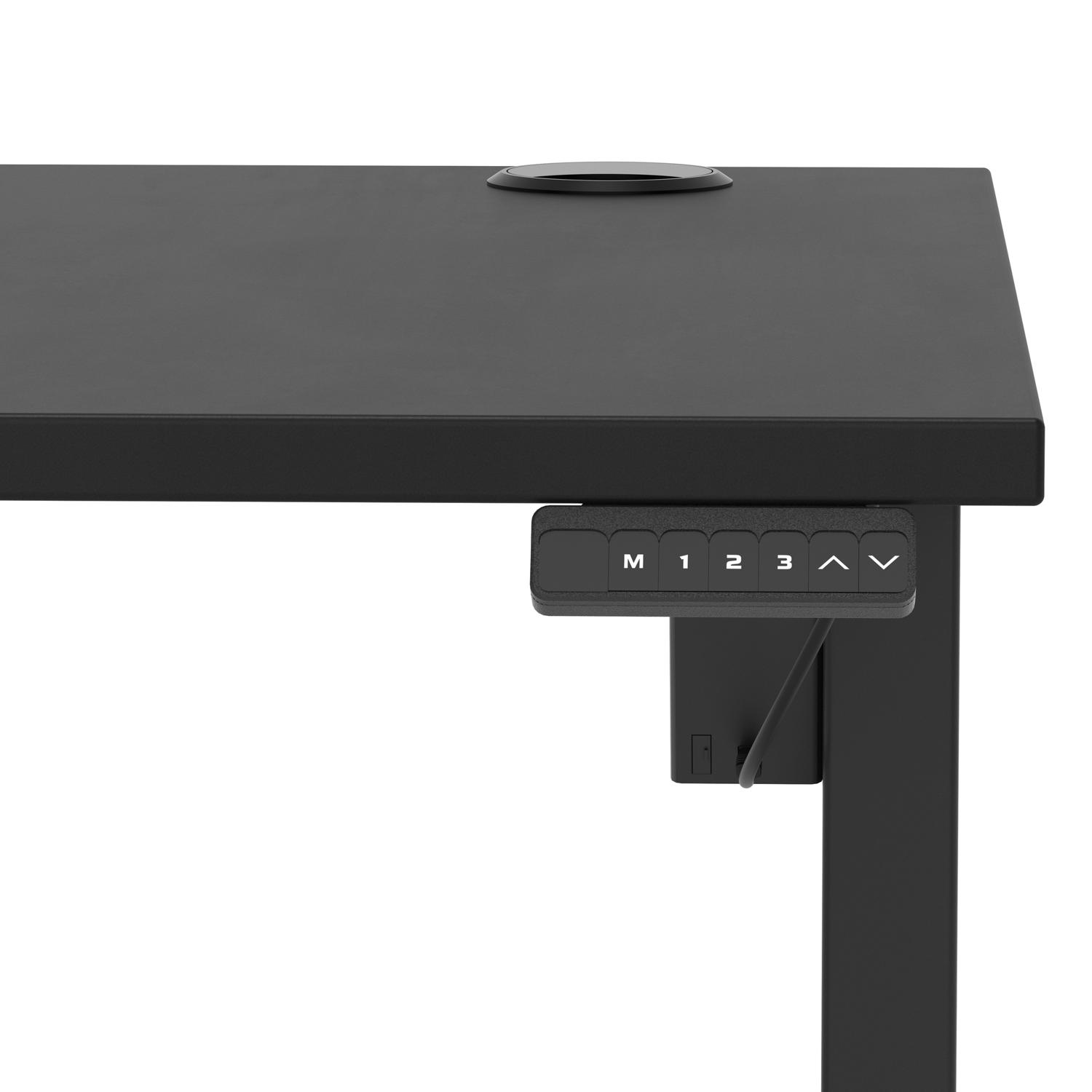 Air Lite 1200 x 800mm Height Adjustable Office Desk Black Top Cable Ports Black Leg