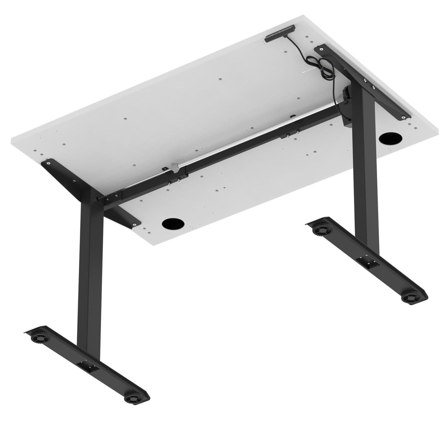 Air Lite 1200 x 800mm Height Adjustable Office Desk White Top Cable Ports Black Leg