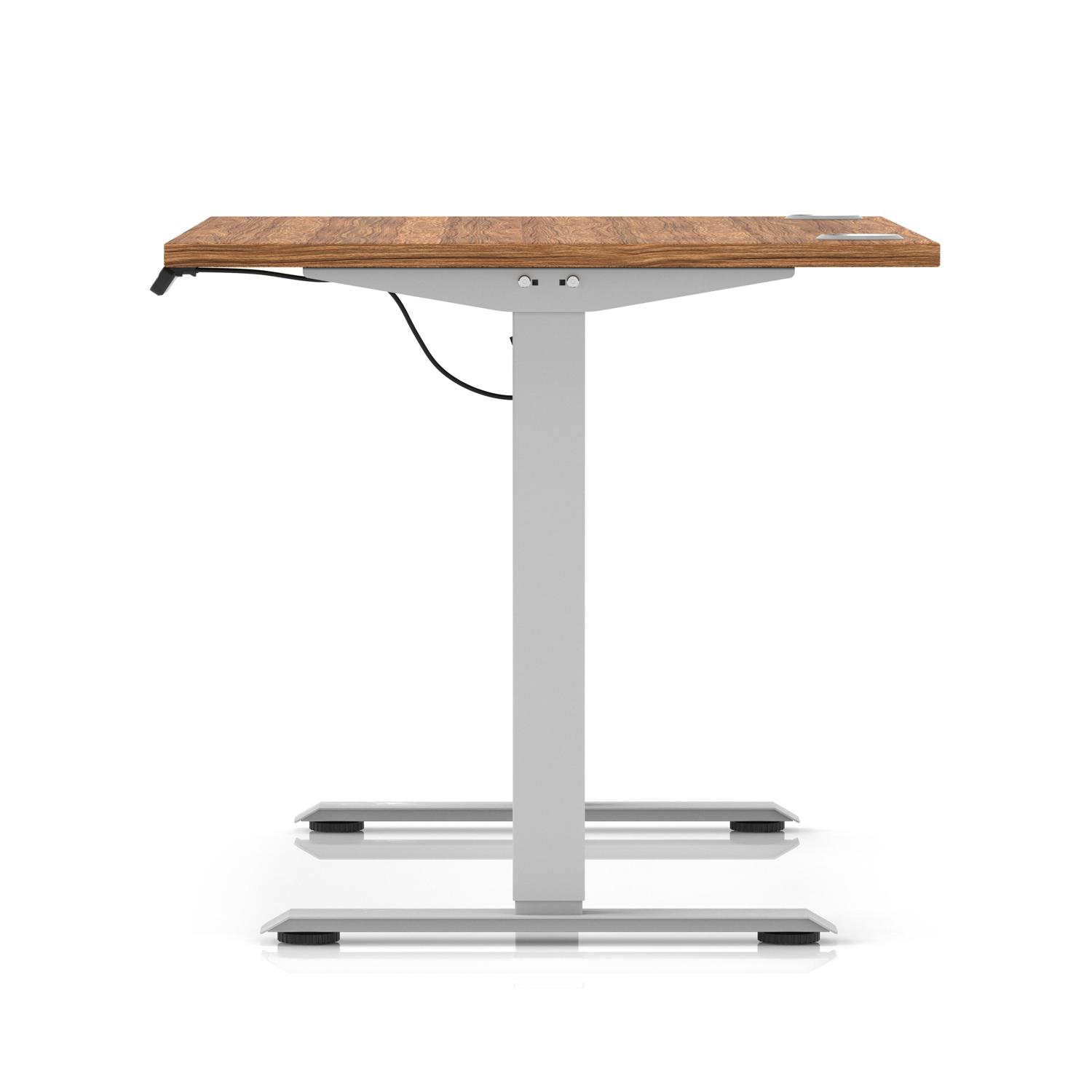 Air Lite 1200 x 800mm Height Adjustable Office Desk Walnut Top Cable Ports Silver Leg