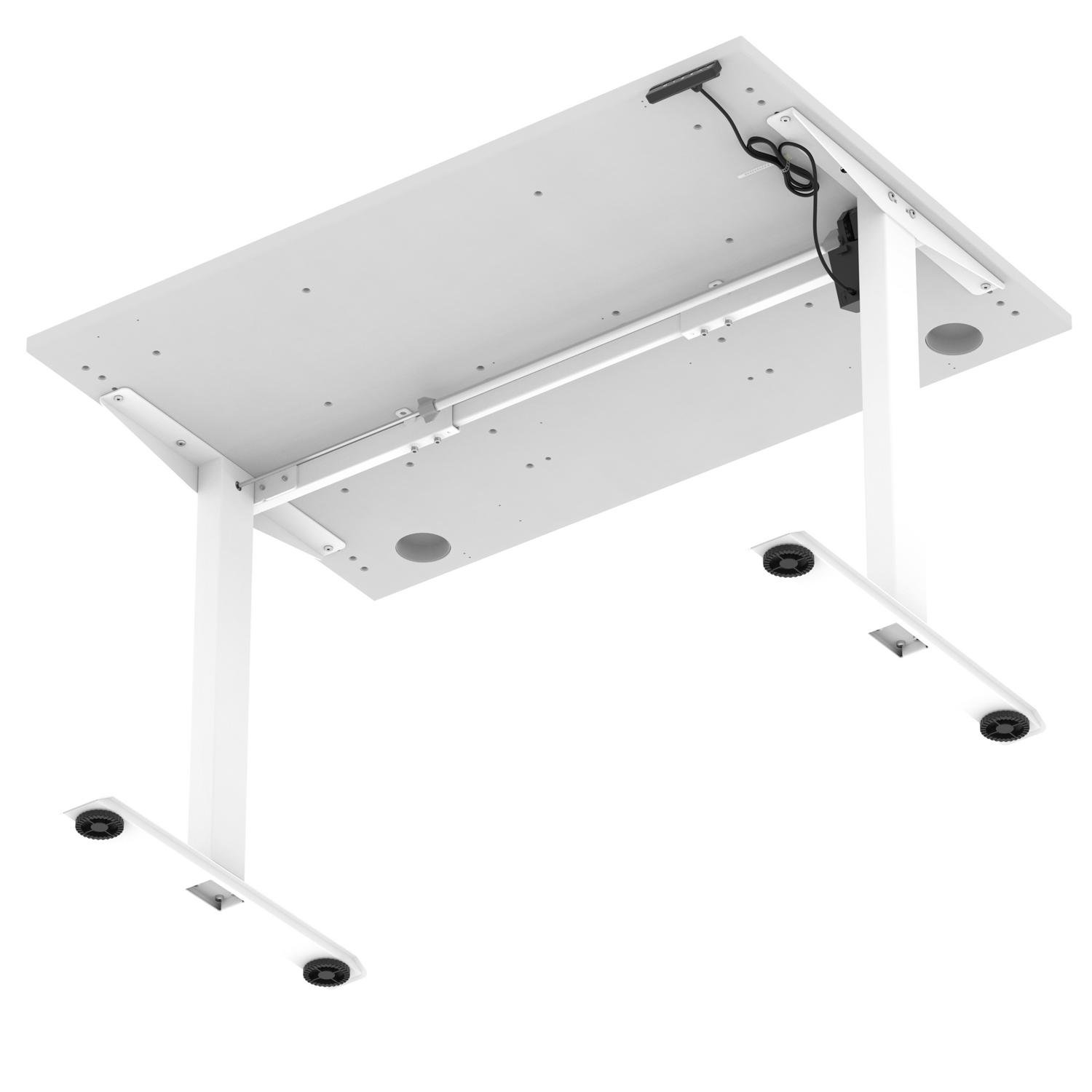 Air Lite 1200 x 800mm Height Adjustable Office Desk White Top Cable Ports White Leg