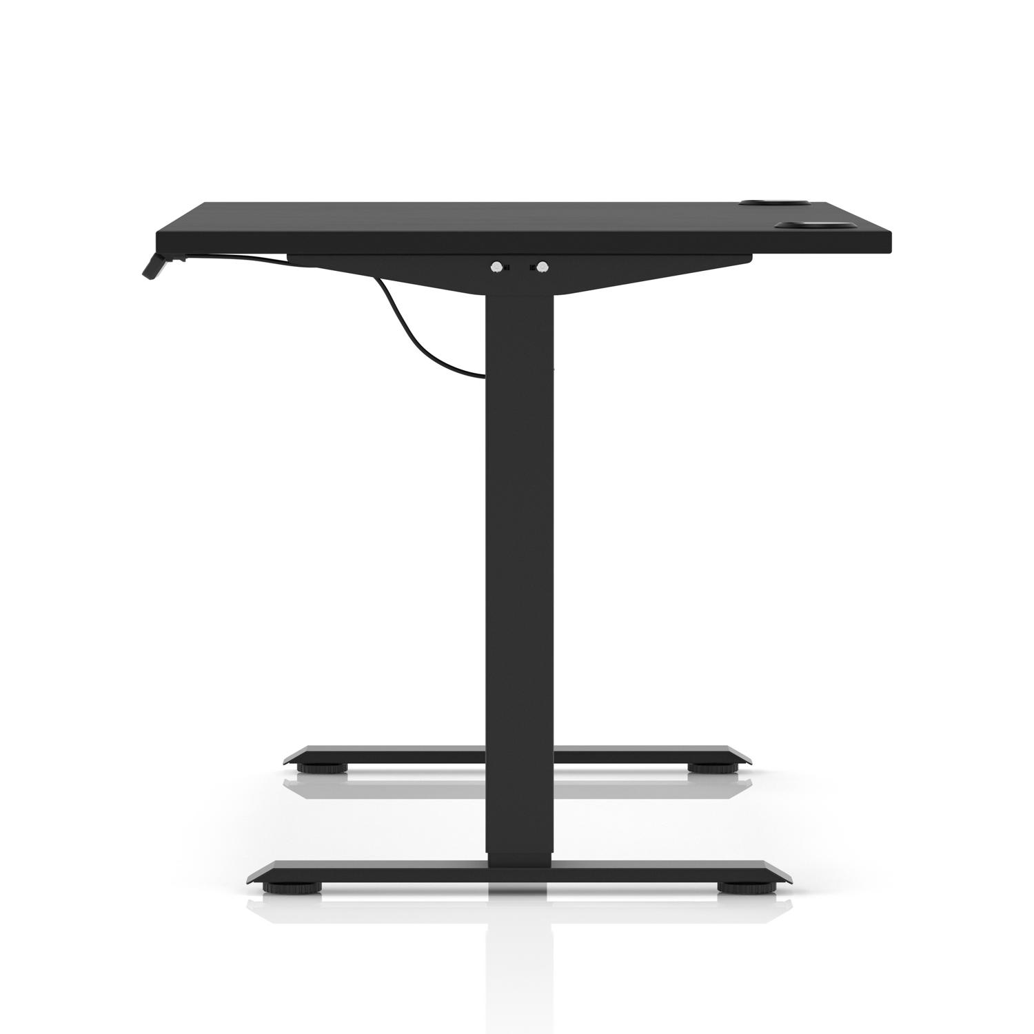 Air Lite 1400 x 800mm Height Adjustable Office Desk Black Top Cable Ports Black Leg