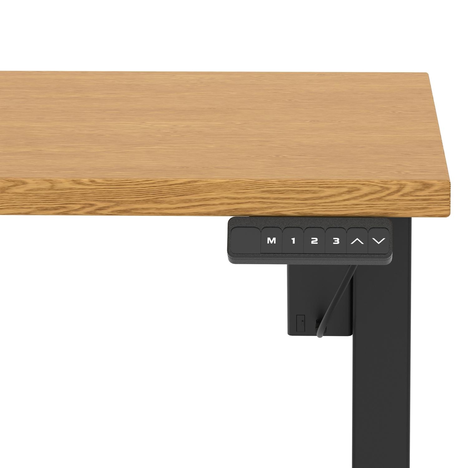 Air Lite 1200 x 800mm Scalloped Edge Height Adjustable Office Desk Oak Top Black Leg
