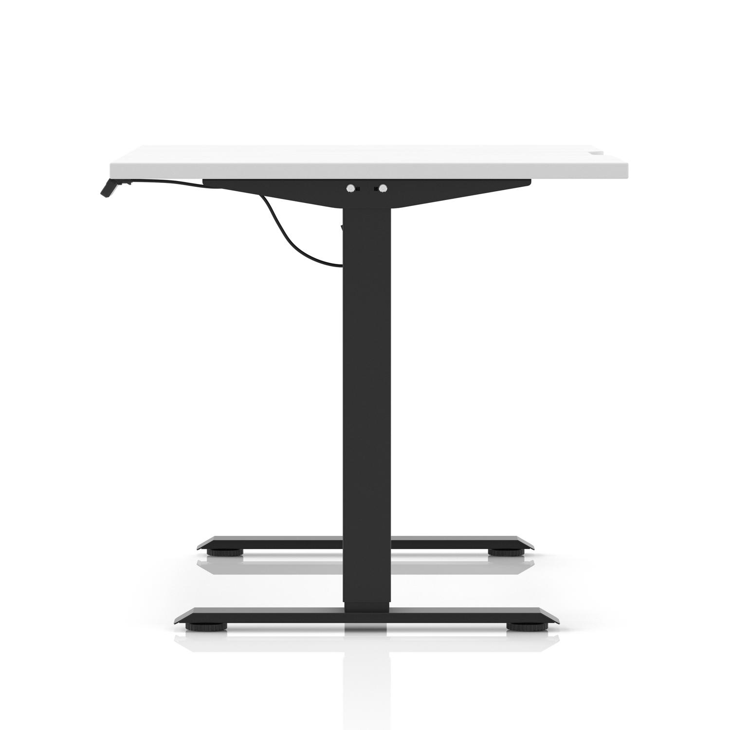 Air Lite 1200 x 800mm Scalloped Edge Height Adjustable Office Desk White Top Black Leg