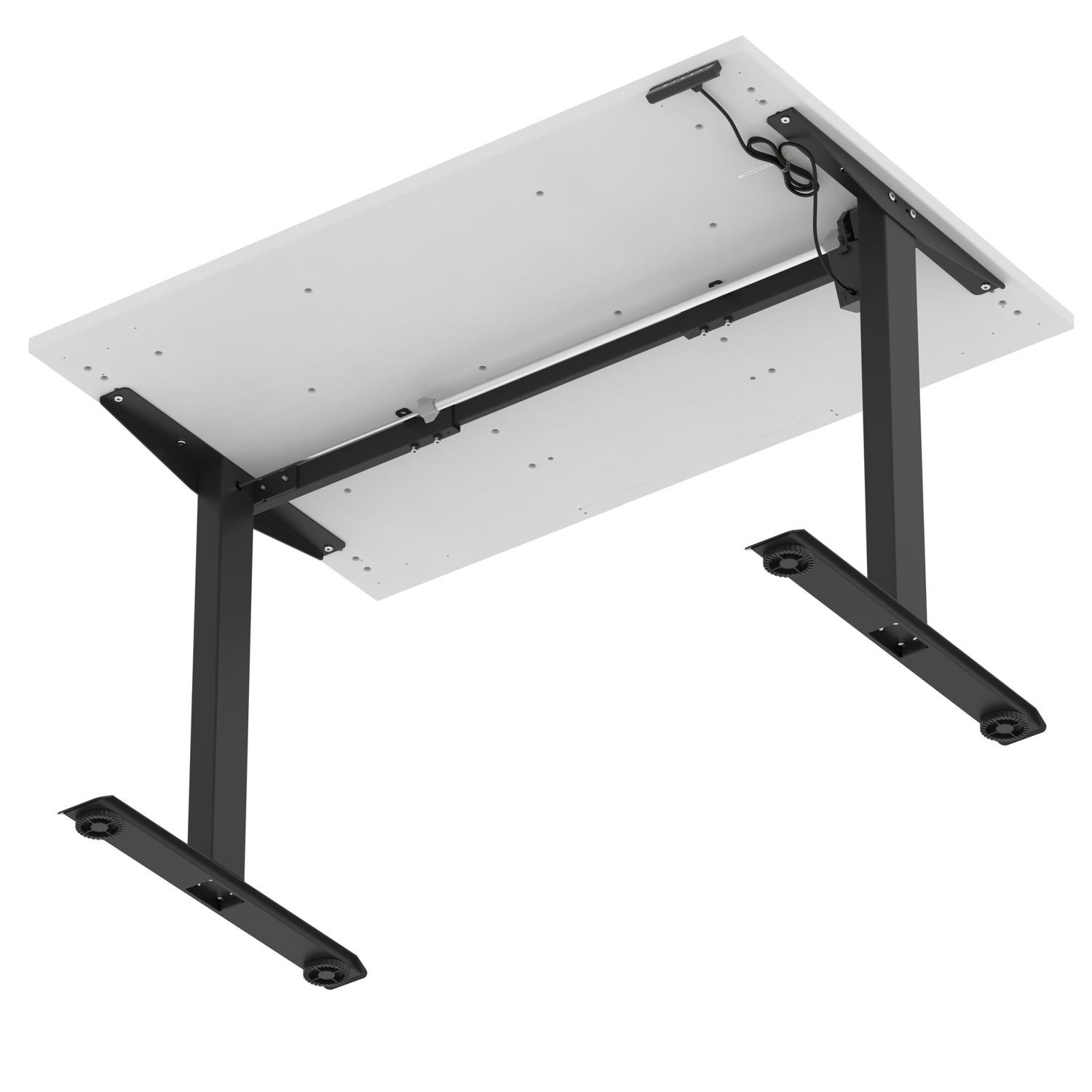 Air Lite 1200 x 800mm Scalloped Edge Height Adjustable Office Desk White Top Black Leg